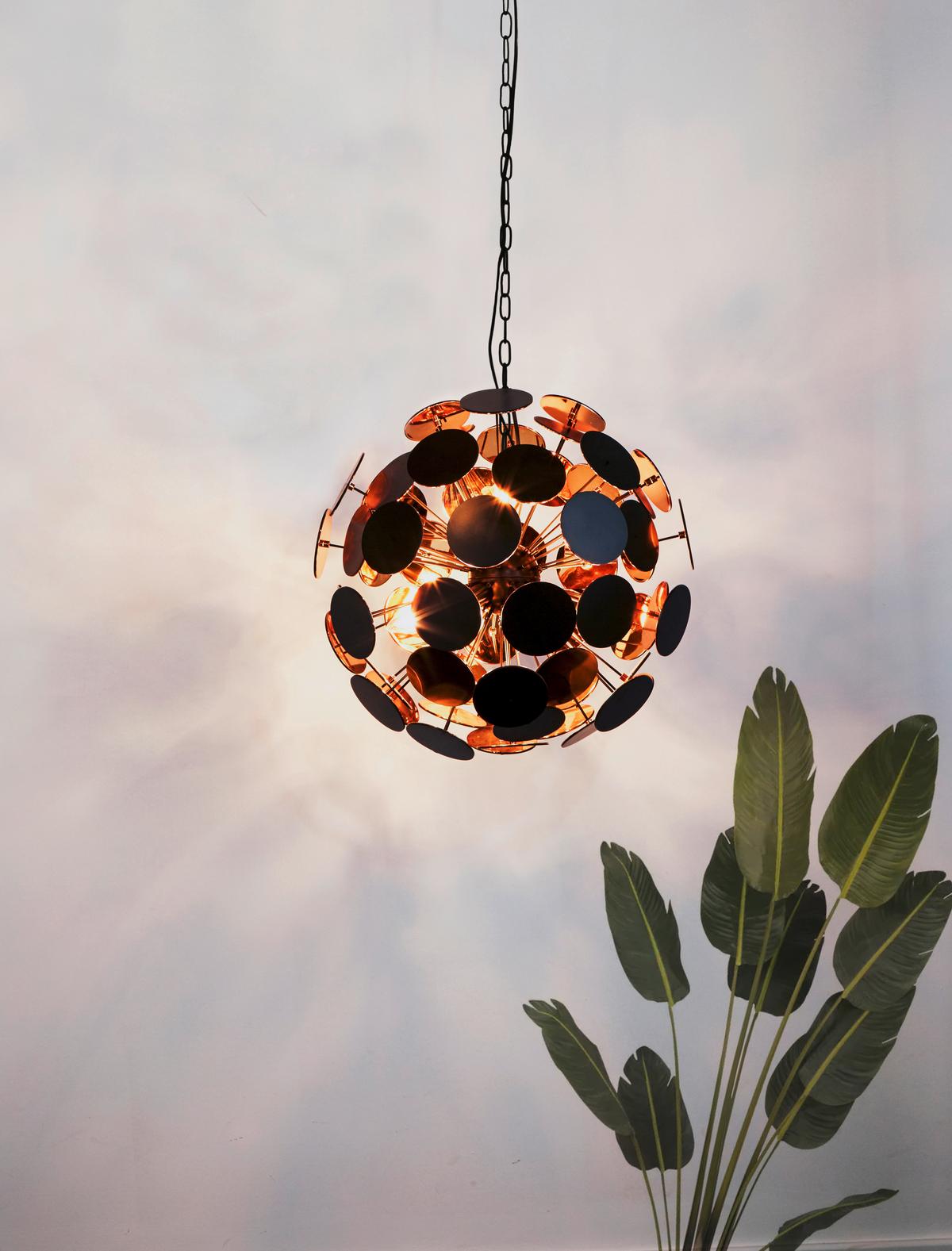 Hängeleuchte Discus H: 135 cm 6-Flammig, höhenverstellbar - Goldfarben/Schwarz, Design, Metall (54/135cm)