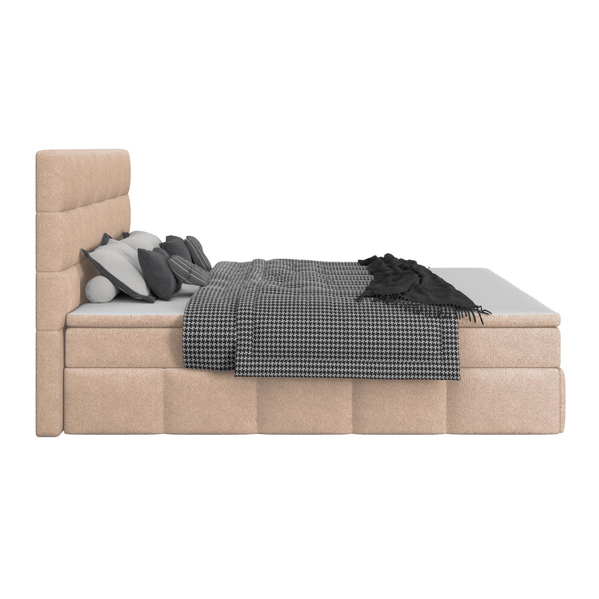 Polsterbett Alba Boucle Hellbraun, 180x200 Cm - Hellbraun/Schwarz, Trend, Textil (180/200cm)