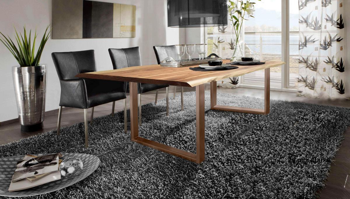 ESSTISCH Naturfarben/Braun L: 160cm - Braun/Naturfarben, MODERN, Holz/Metall (160/85/76cm) - MID.YOU