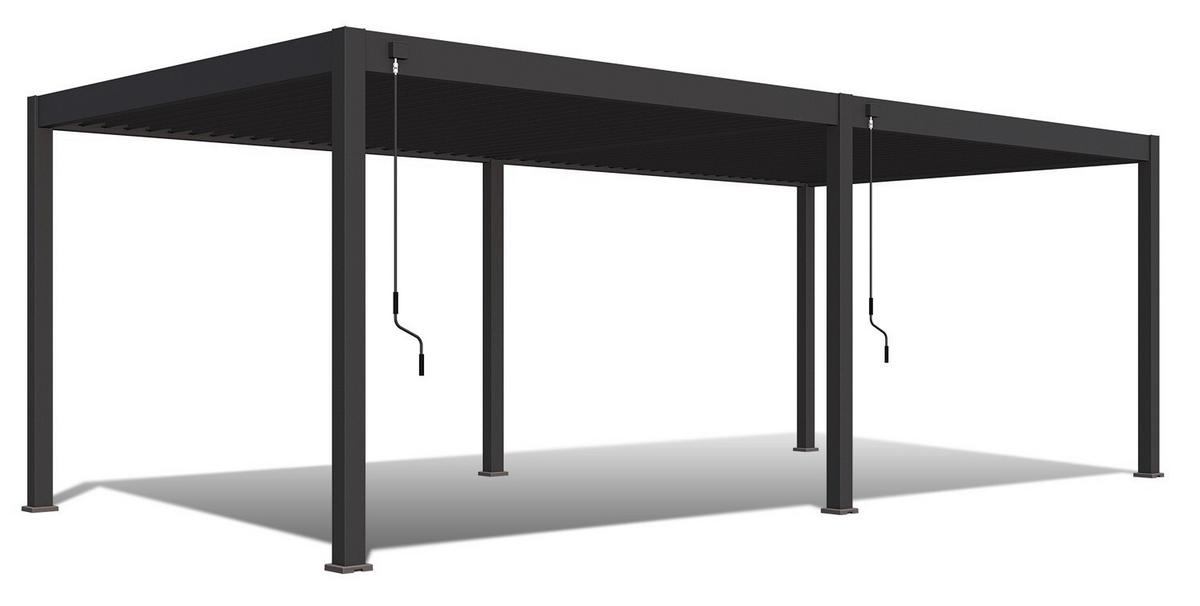 Pergola Deluxe 720x360cm Sturmfest, Gartenpavillon - Anthrazit, Basics, Metall (720/255/360cm) - WEIDE