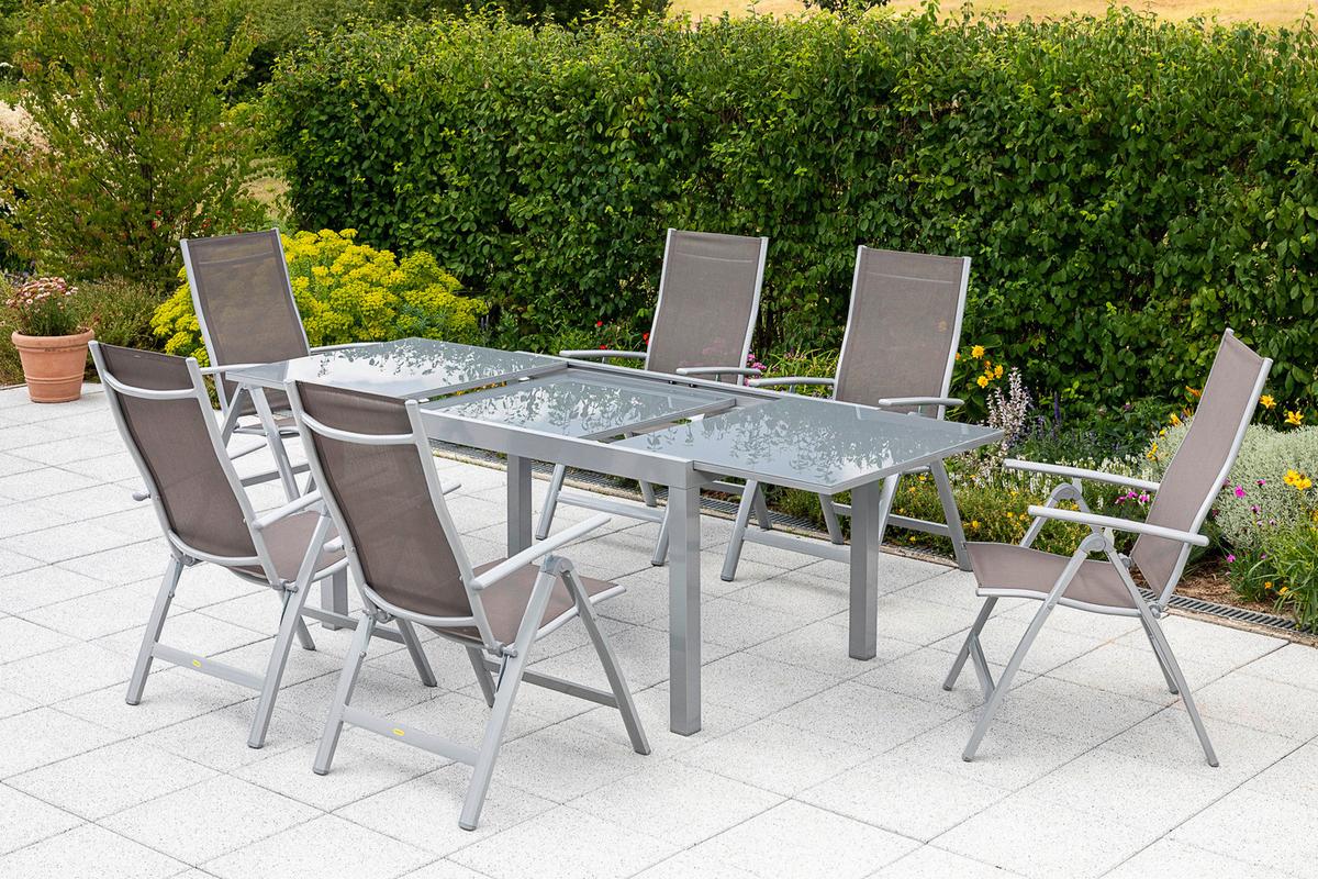 Gartenset Carrara - Taupe/Silberfarben, MODERN, Textil/Metall - Gardenson