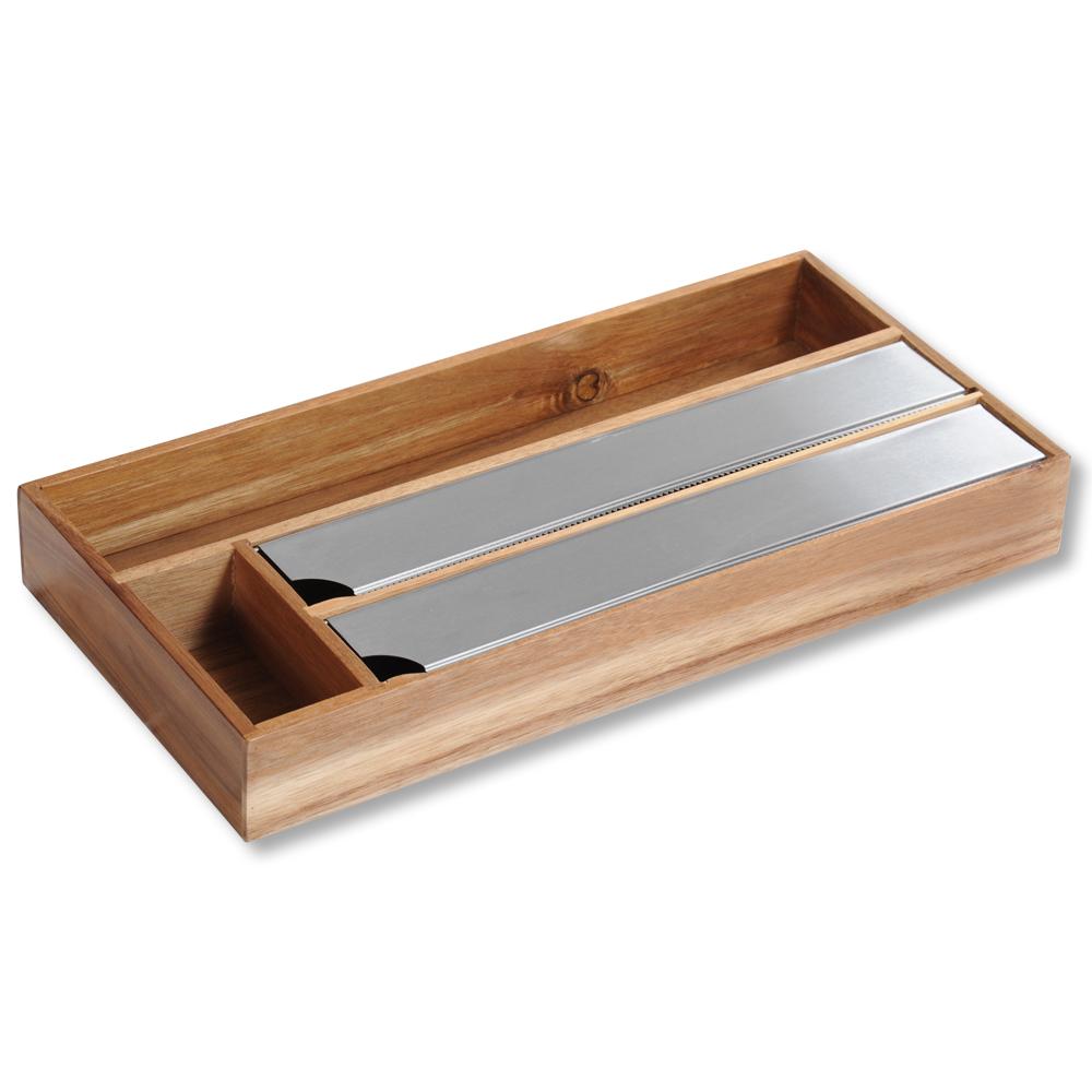 Schubladeneinsatz Akazie Holz 42x19 cm, 4 Fächer - Akaziefarben, Basics, Holz (42/19/5,4cm) - Kesper