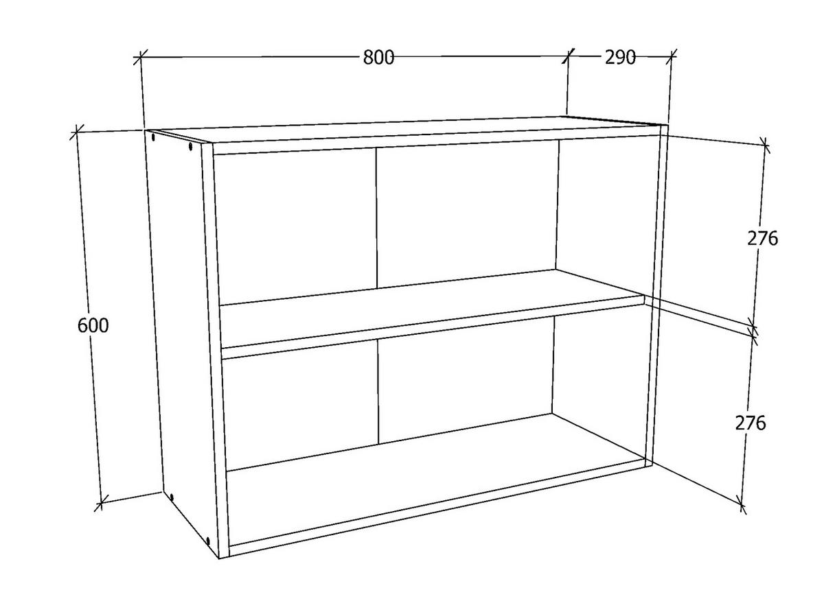 Küchenoberschrank Esilo 80 Cm Weiß/eiche Dekor - Weiß/Sonoma Eiche, KONVENTIONELL, Holzwerkstoff (80/60/31cm) - MID.YOU