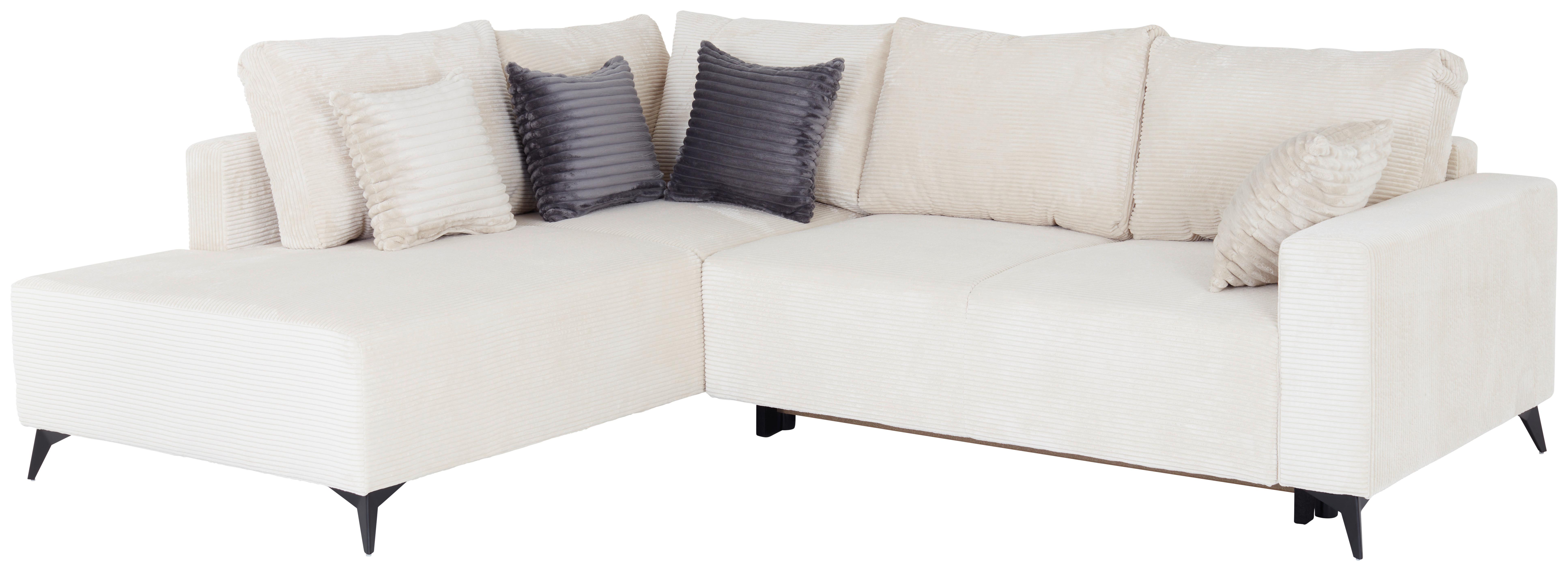 Ecksofa mit Schlaffunktion Viktor Creme Cord - Creme/Schwarz, MODERN, Textil (212/270cm)
