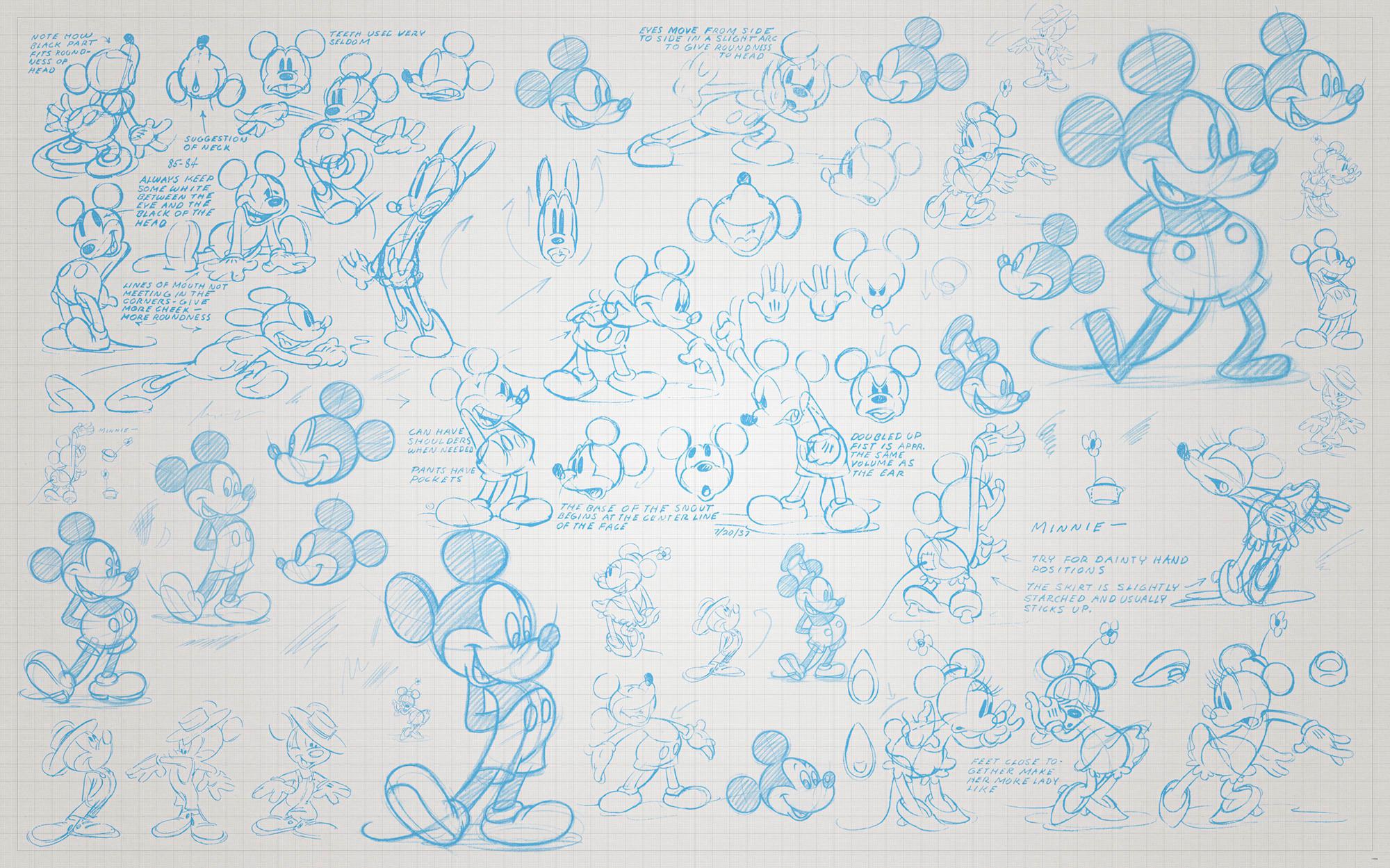 Vliestapete Mickey Sketches - Multicolor, Basics (400/250cm) - Komar