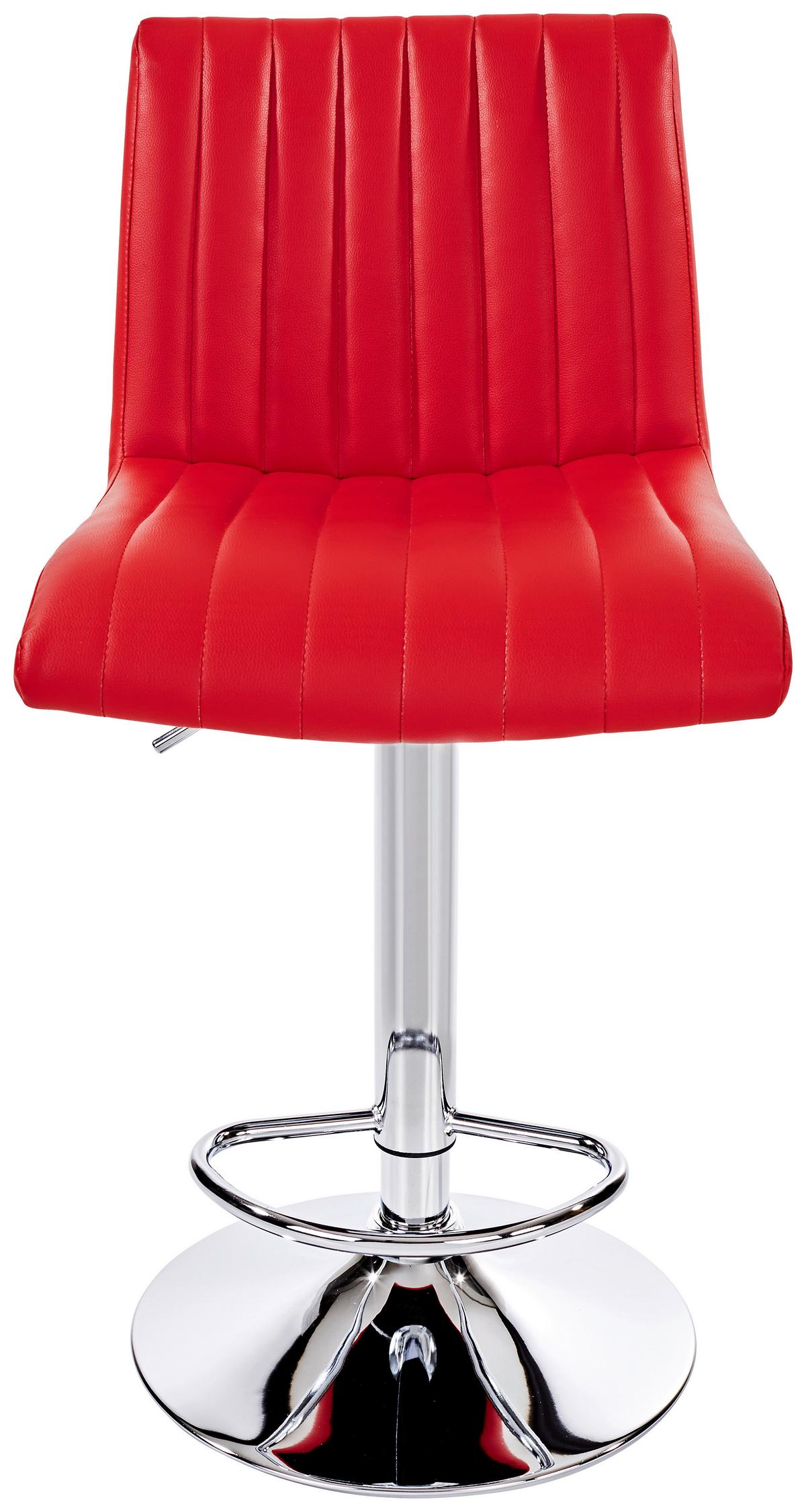 Barhocker Party Rot/Chrom höhenverstellbar mit Lehne - Chromfarben/Rot, MODERN, Textil/Metall (43/91-112/54cm) - MID.YOU