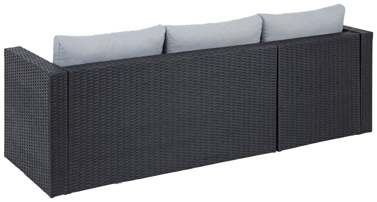 Lounge-garnitúra Sky - fekete/sötétszürke, Modern, műanyag/Üveg (137/198cm) - Ondega