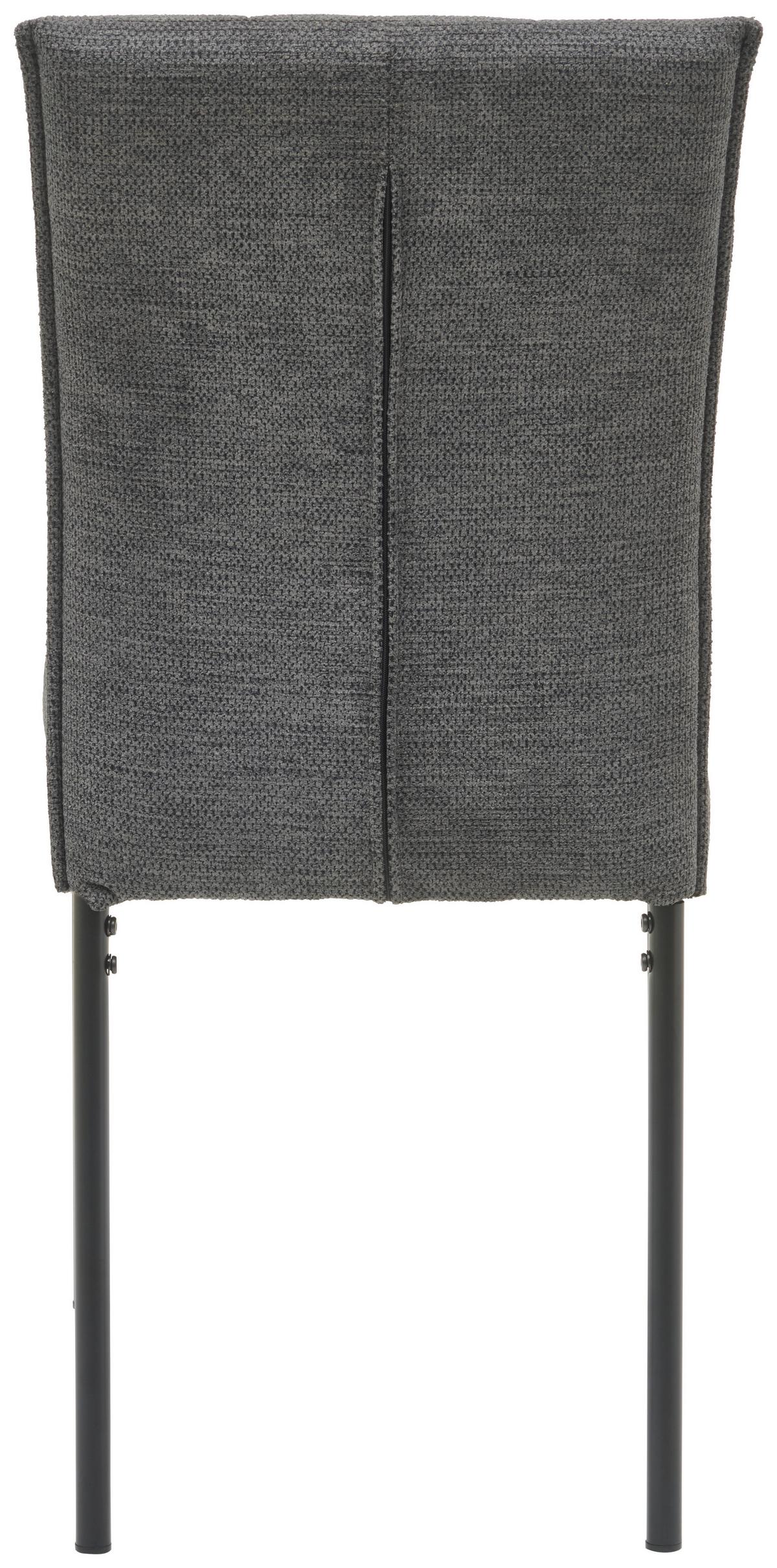 Vierfußstuhl Finn Webstoff Anthrazit, B: 44 cm - Anthrazit/Schwarz, KONVENTIONELL, Textil/Metall (44/96/61cm) - MID.YOU