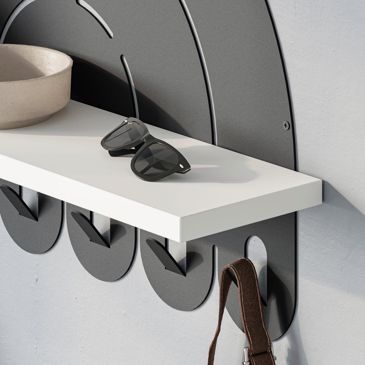 Wandgarderobe Rainbow Hanger, Weiß B: 60 Cm - Weiß, Design, Holzwerkstoff/Metall (60/40/14cm) - Livetastic