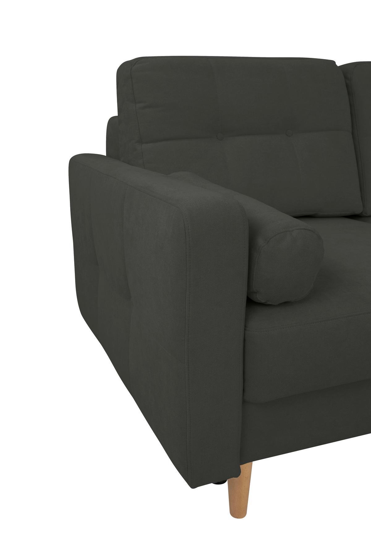 Ecksofa Noret, Schwarz S: 242x242 Cm - Buchefarben/Schwarz, Design, Textil (242/242cm) - MID.YOU