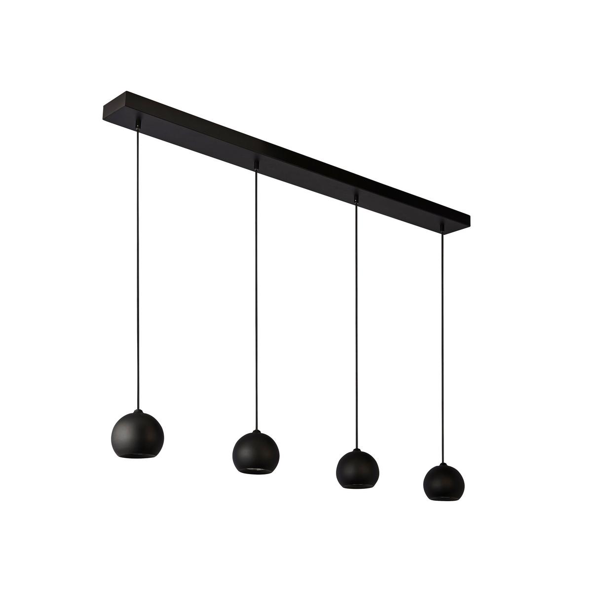 Pendelleuchte H: 200 cm 4-Flammig, höhenverstellbar - Schwarz, Design, Metall (125/12/200cm)