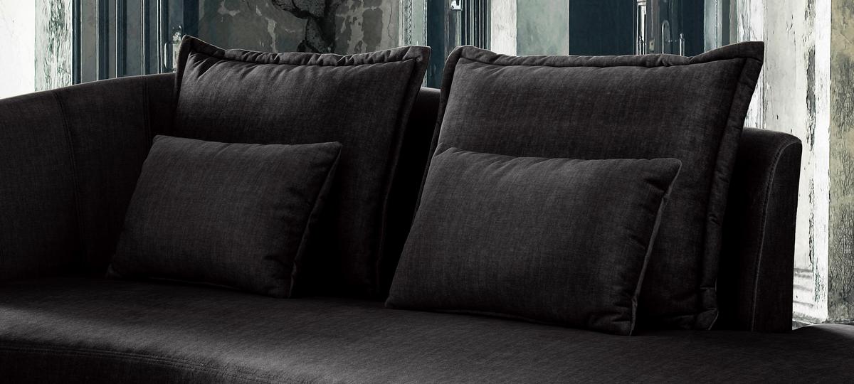 Ottomane Pistaccio Anthrazit Velours, Rücken Echt B: 211 Cm - Anthrazit/Schwarz, MODERN, Textil (211/85/101cm) - Livetastic