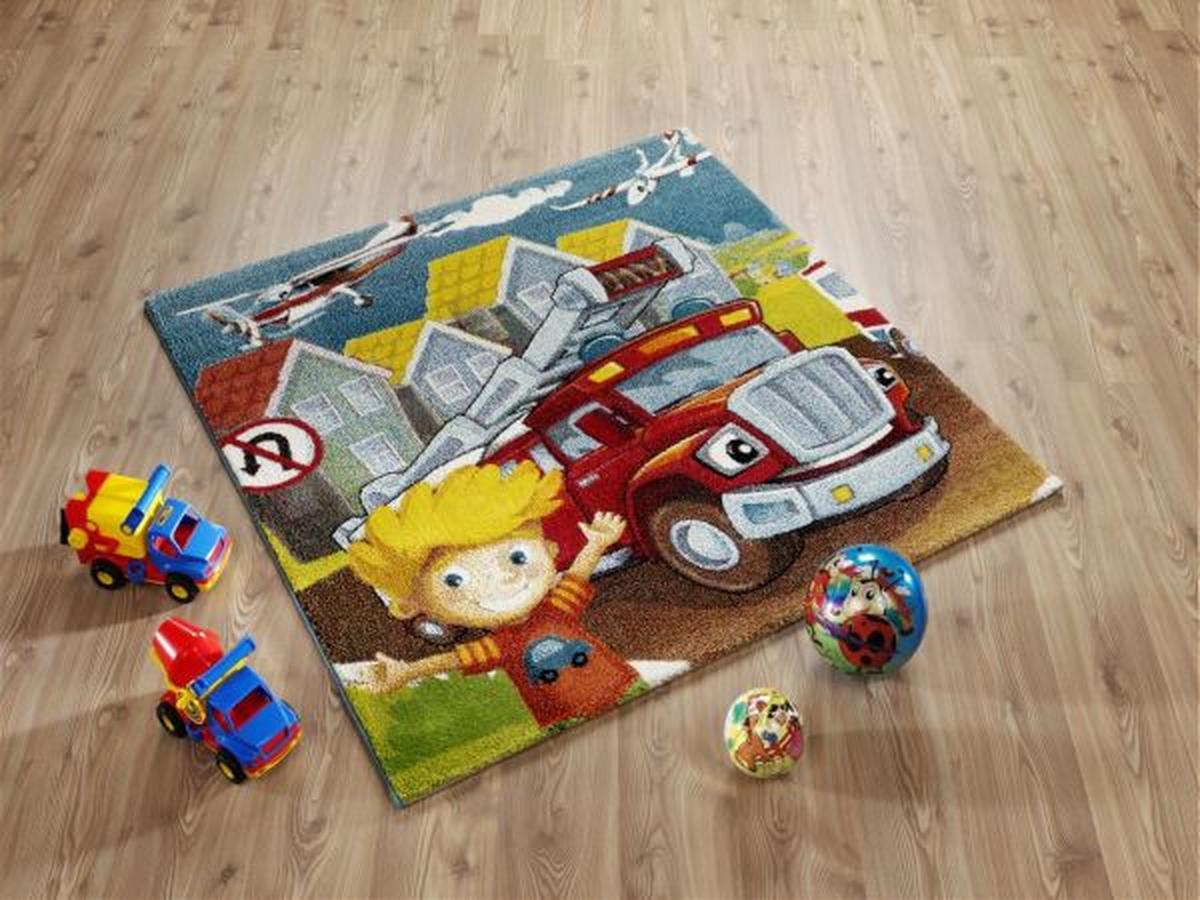 Kinderteppich Fahrzeug Bunt Kidsclub Action 140x140 cm - Multicolor, Basics, Textil (140/140cm)