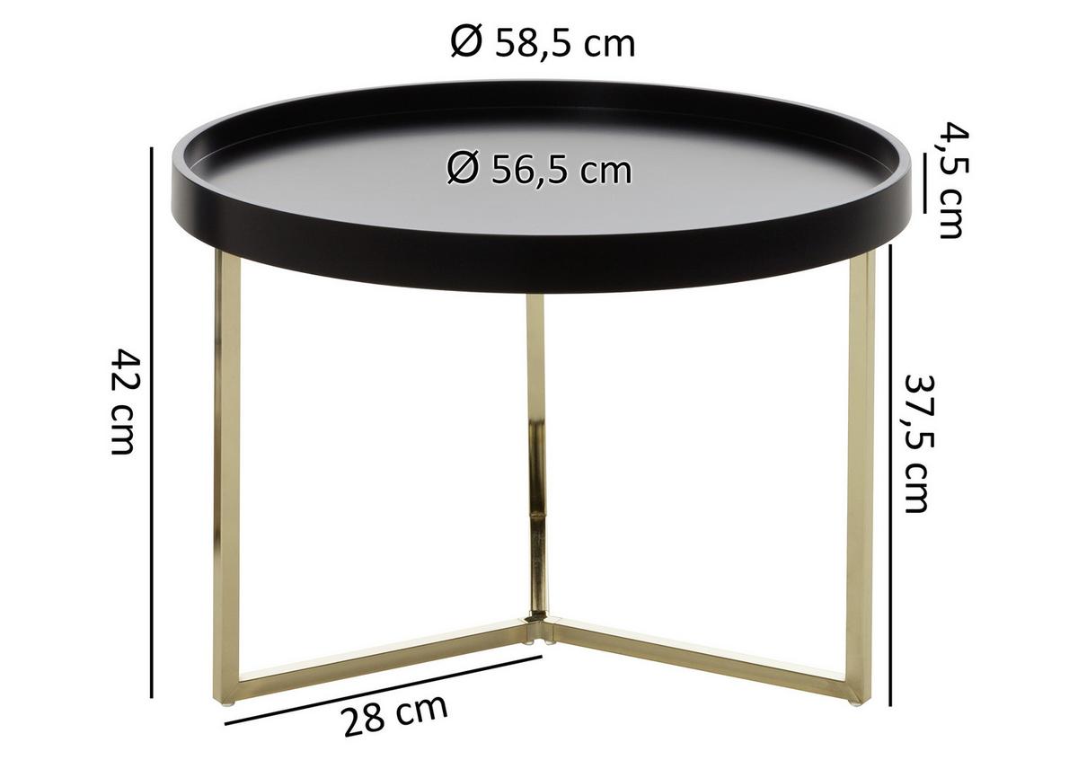Konferenční stůl EVA černý - černá/barvy zlata, Design, kov/dřevo (58,5/58,5/42cm) - MID.YOU