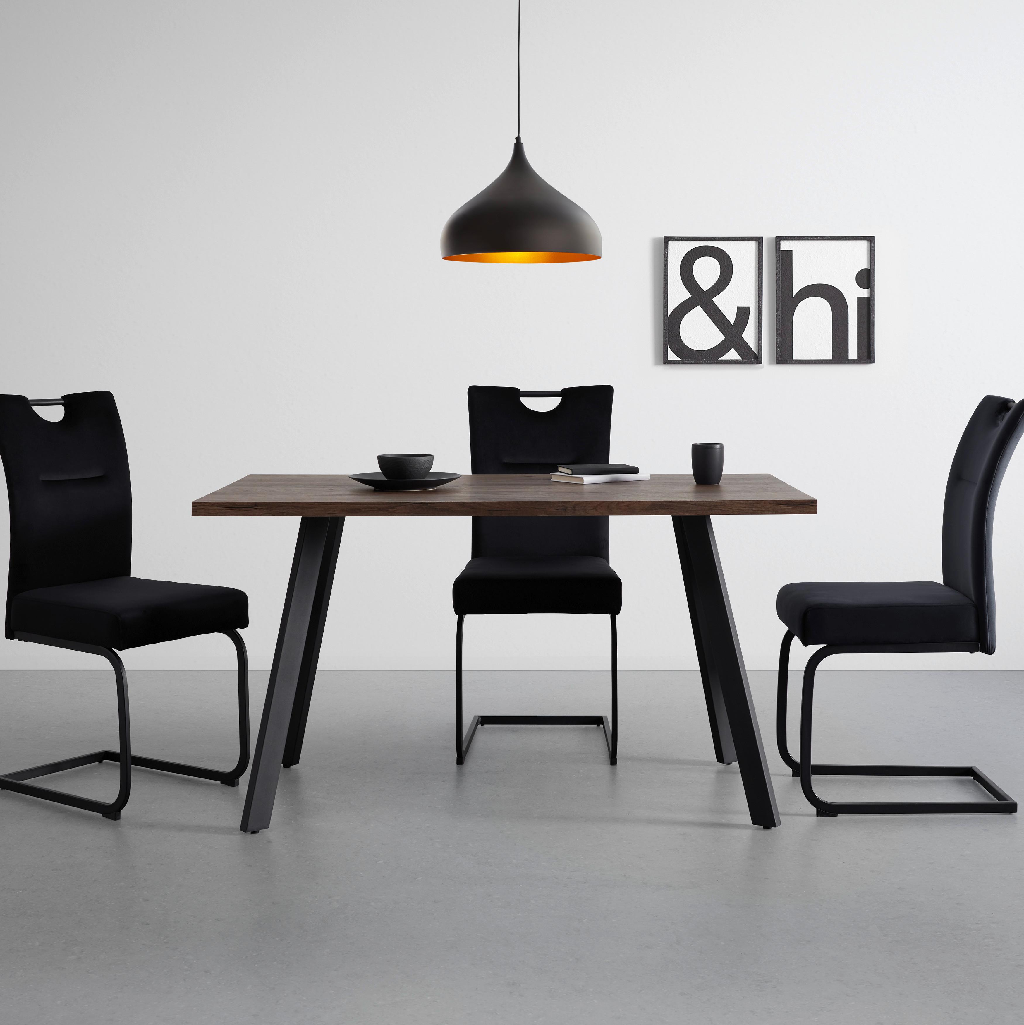 Jedálenský Stôl Gido 140x80 Cm - čierna/farby vlašského orecha, Moderný, kov/drevo (140/80/76cm) - Bessagi Home