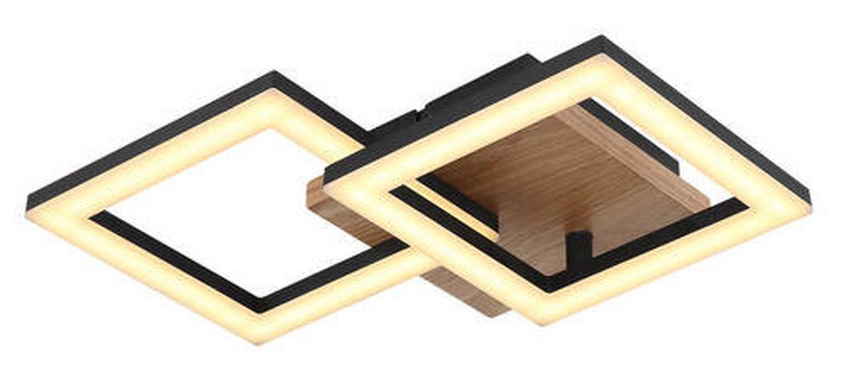 LED-Deckenleuchte 67280-18 - Dunkelbraun/Opal, Design, Holz/Kunststoff (46/22,5/7cm) - Globo