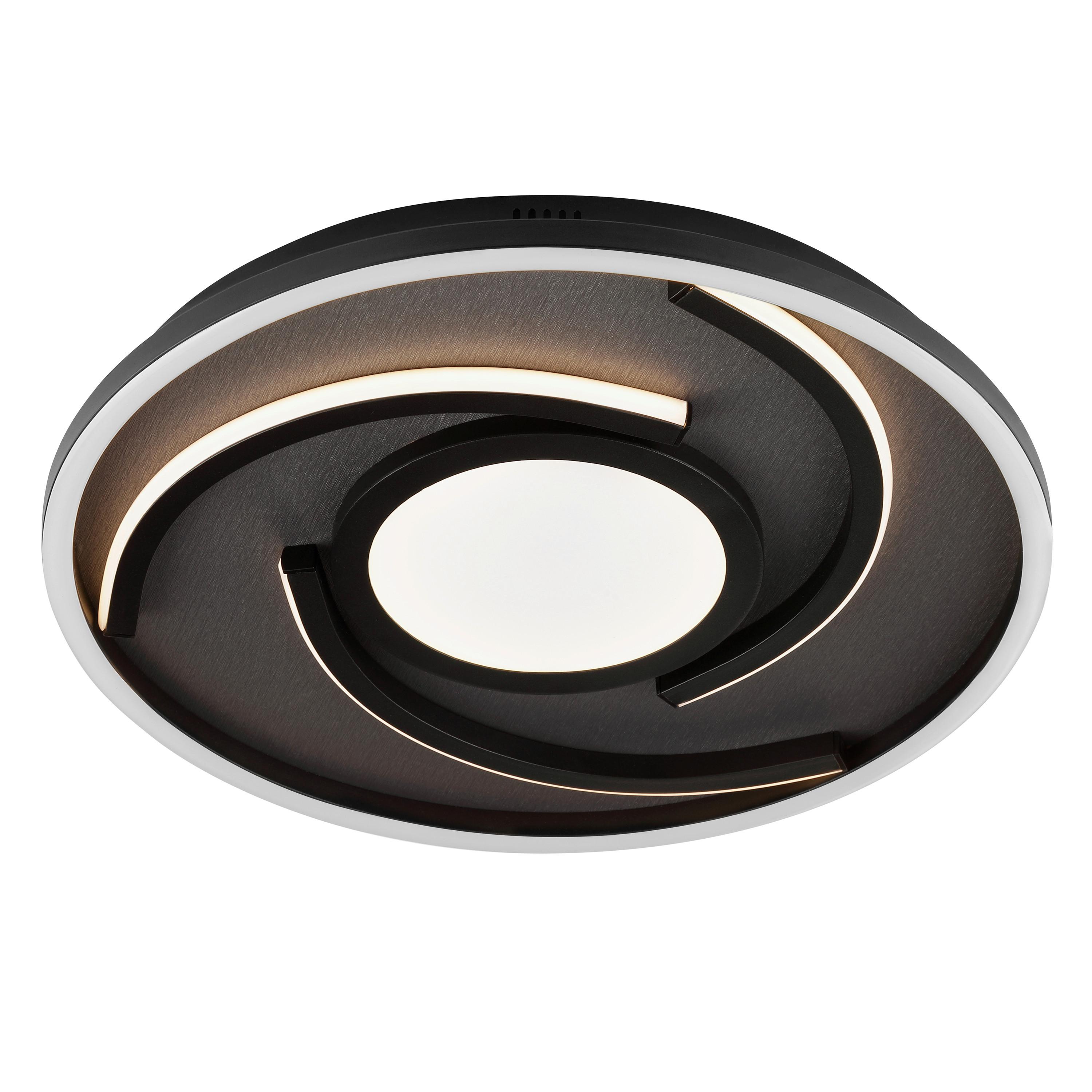 LED-Deckenleuchte Hardy Schwarz D: 35 cm - Schwarz, Design, Kunststoff/Textil (35/4,8cm) - Brilliant