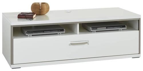 TV-Element Trento B: 132 cm Grau/Silberfarben/Weiß - Weiß Hochglanz/Silberfarben, Design, Holzwerkstoff/Metall (132/47/58cm) - Livetastic