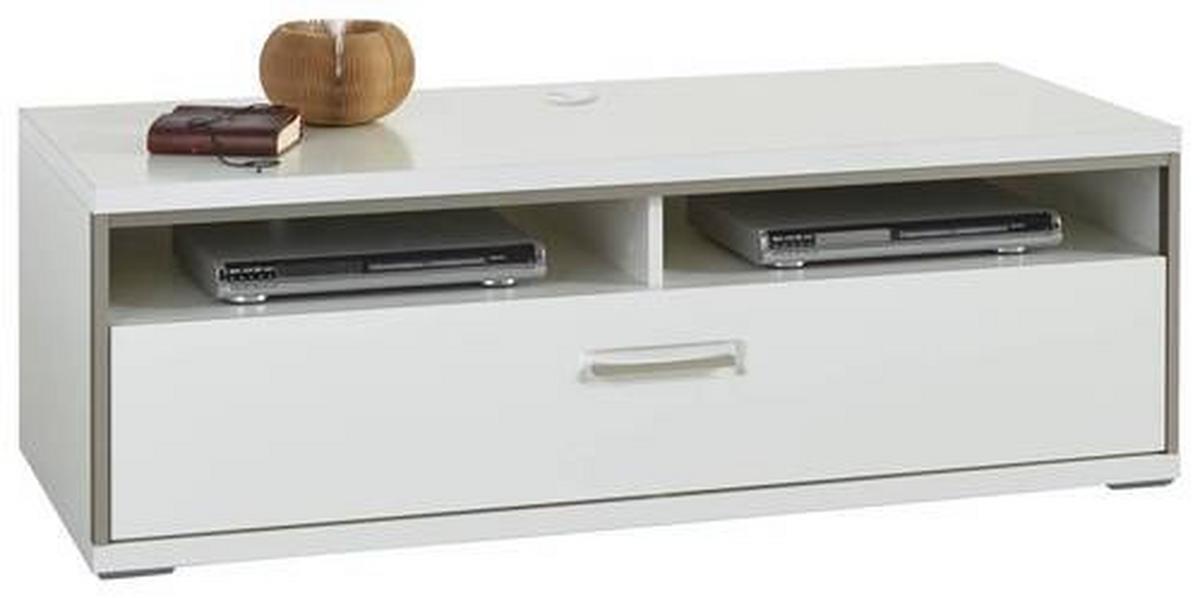 TV-Element Trento B: 132 cm Grau/Silberfarben/Weiß - Weiß Hochglanz/Silberfarben, Design, Holzwerkstoff/Metall (132/47/58cm) - Livetastic
