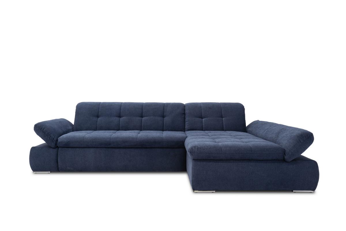 Ecksofa mit Armteilverstellung Moric Dunkelblau Mikrofaser - Chromfarben/Dunkelblau, KONVENTIONELL, Textil (300/172cm) - MID.YOU