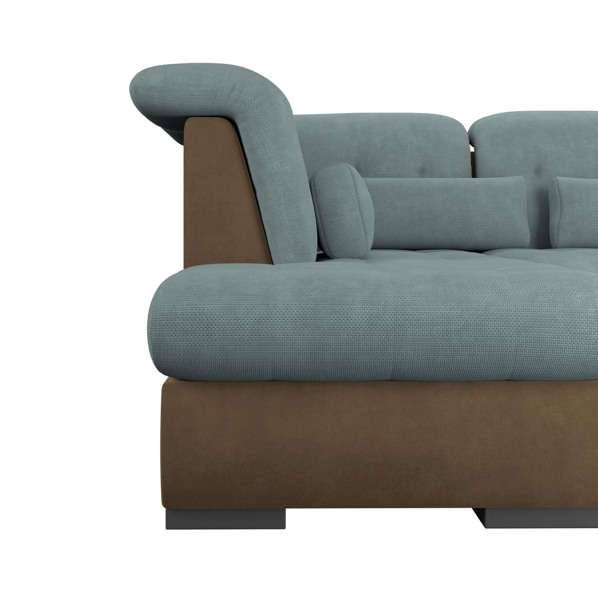 Wohnlandschaft Madera Mit Schlaffunktion Blau - Blau/Hellbraun, KONVENTIONELL, Kunststoff/Textil (212/358/190cm)