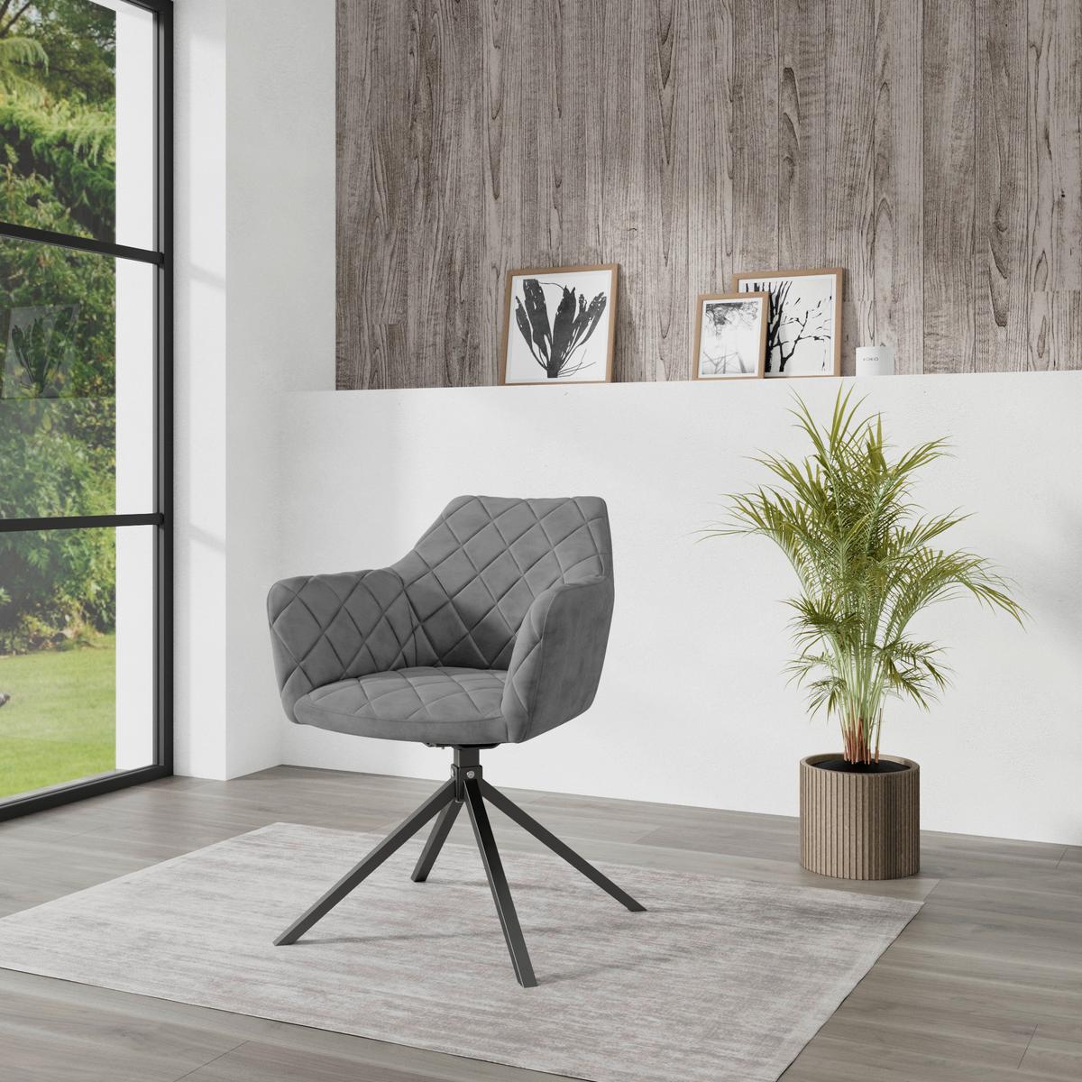 Stuhl Patti Hellgrau, Sitzfl. 360° Drehbar - Hellgrau/Schwarz, KONVENTIONELL, Textil/Metall (58/81/54cm)