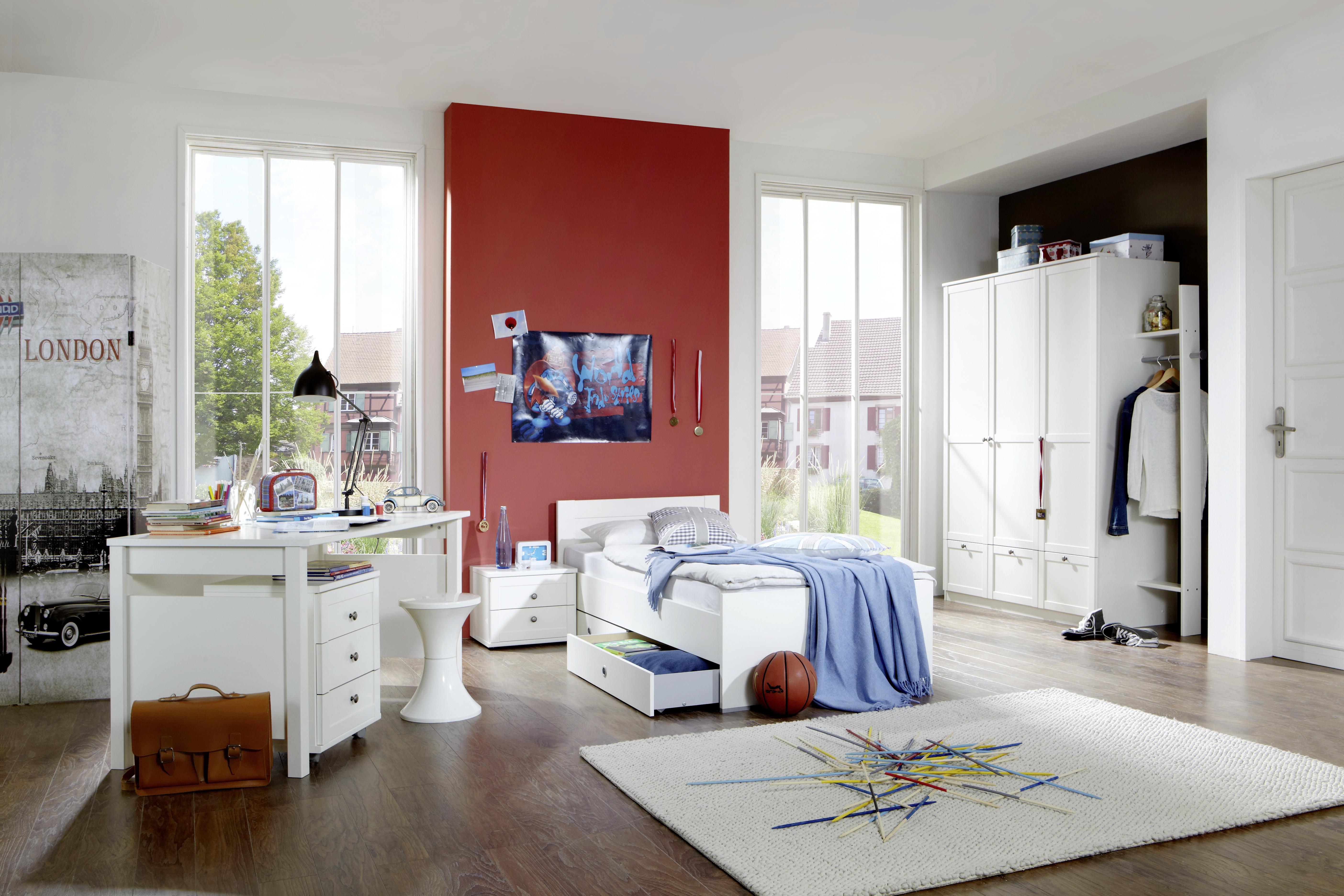 Bett 90x200 cm Filou, Weiß - Weiß, LIFESTYLE, Holzwerkstoff (90/200cm) - Livetastic