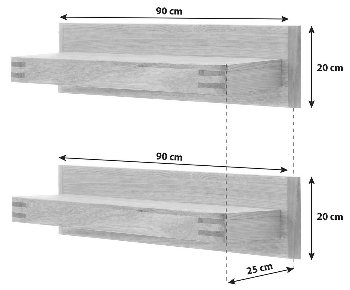 Wandboard Salvador B: 90 cm Eichefarben - Eichefarben, Design, Holz/Holzwerkstoff (90/20/25cm) - Livetastic