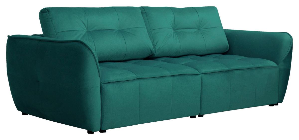 Boxspringová pohovka BOMBEI, zelený velúr - čierna/sivá, Modern, drevo/kompozitné drevo (243/94/125cm) - Premium Living
