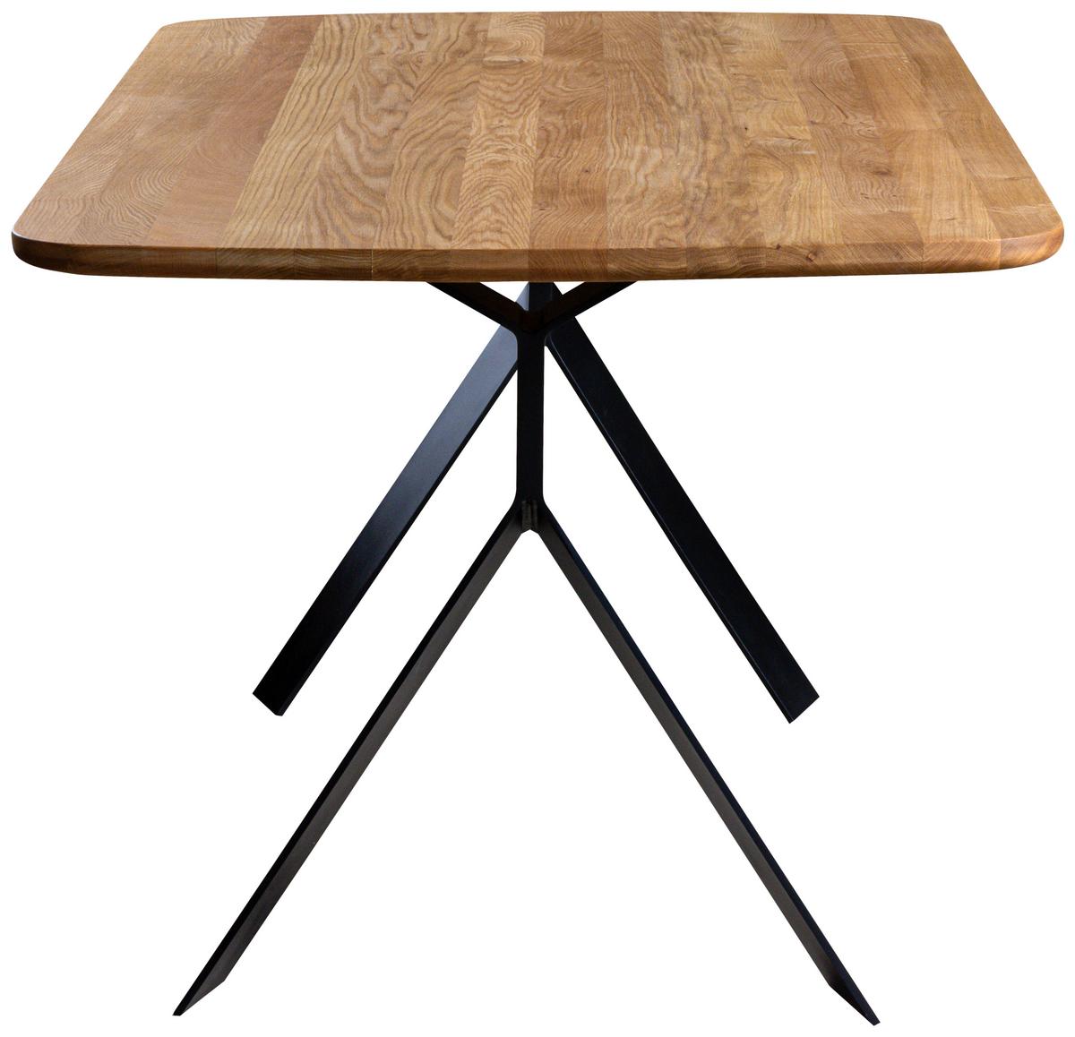 Esstisch Massiv Geölt Ulmo 160x76x90 cm - Eichefarben/Schwarz, MODERN, Holz/Metall (160/76/90cm)