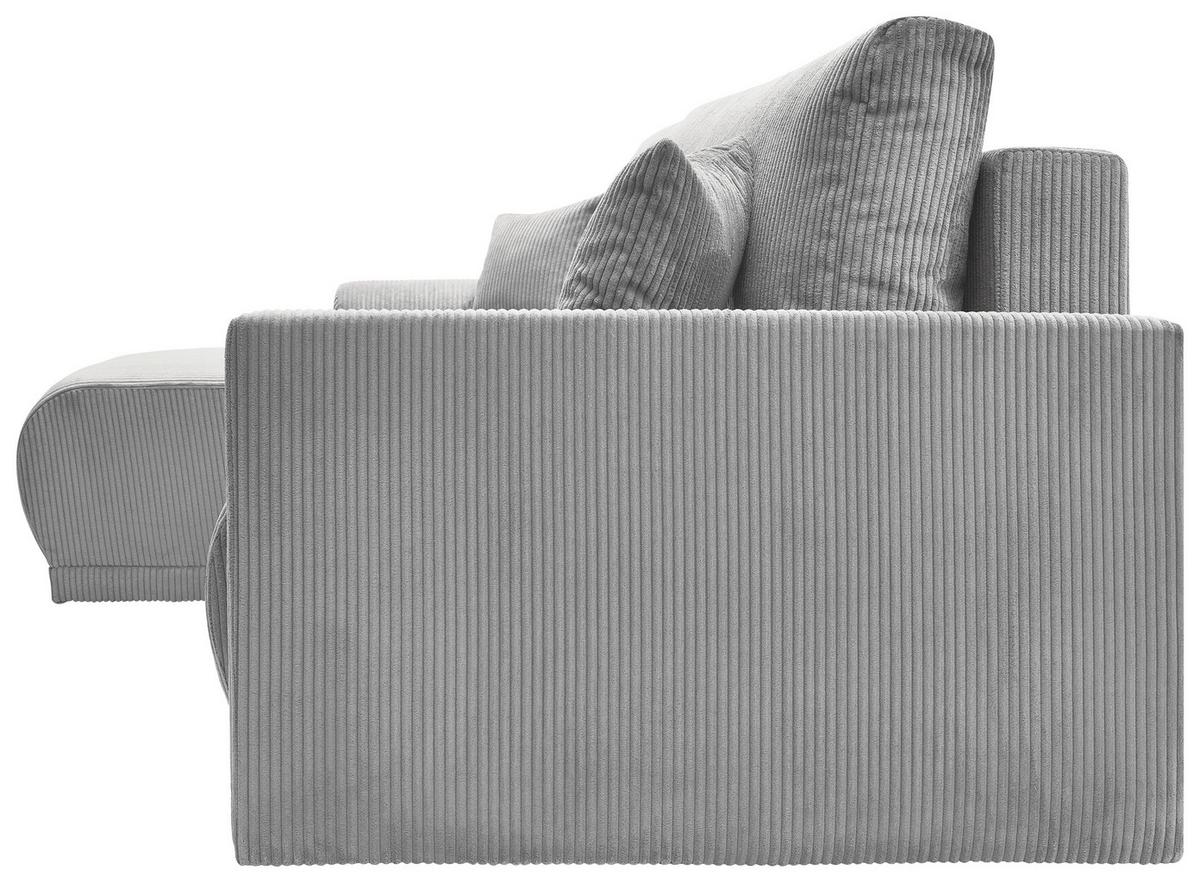 Rohová sedačka KIM L146, oboustranná, šedý manšestr - šedá, Moderní, dřevo (233/146cm)