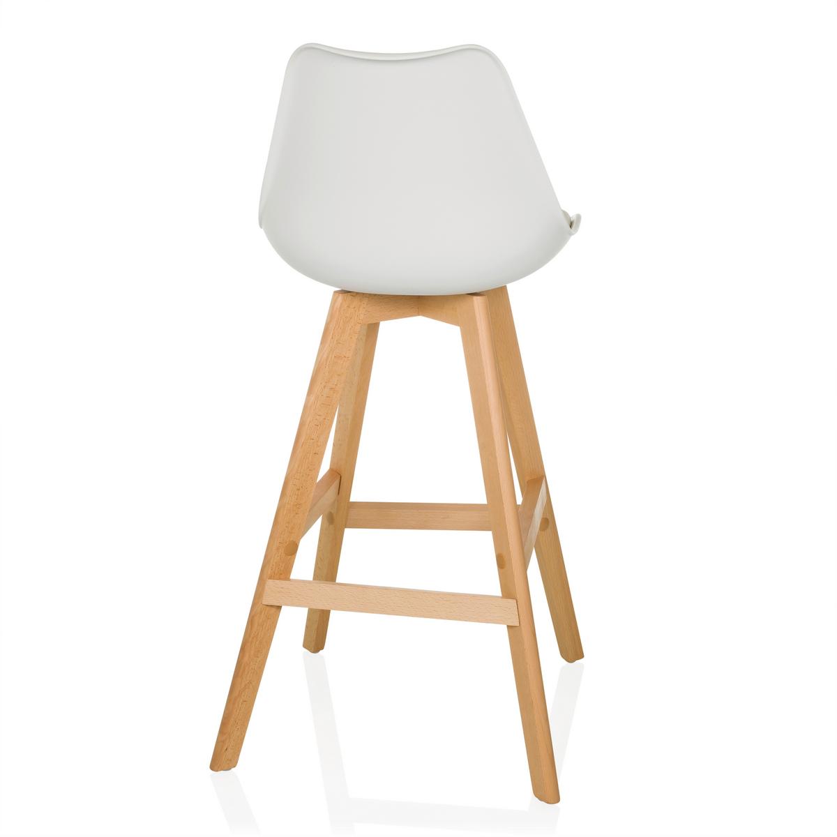 Barhocker-Set Scandi High Weiß B: 51 cm - Buchefarben/Weiß, MODERN, Holz/Kunststoff (51/99/51cm) - MID.YOU