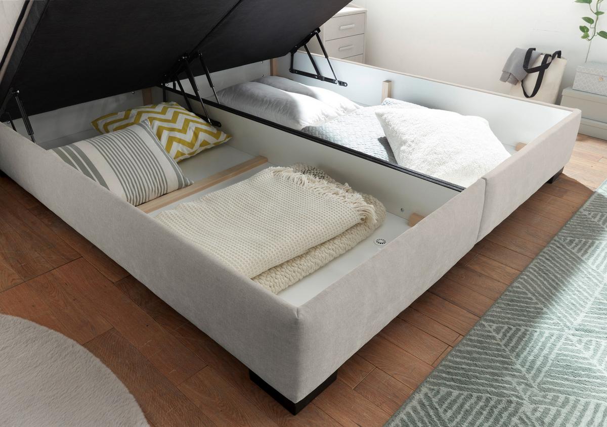 Boxbett Nagol B - Beige/Schwarz, MODERN, Holzwerkstoff/Textil (180/200cm) - MID.YOU
