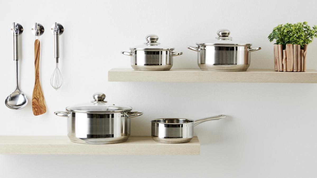 Kochtopfset Agnesa 7tlg. Set Aus Edelstahl - Klar/Edelstahlfarben, MODERN, Glas/Metall - Luca Bessoni