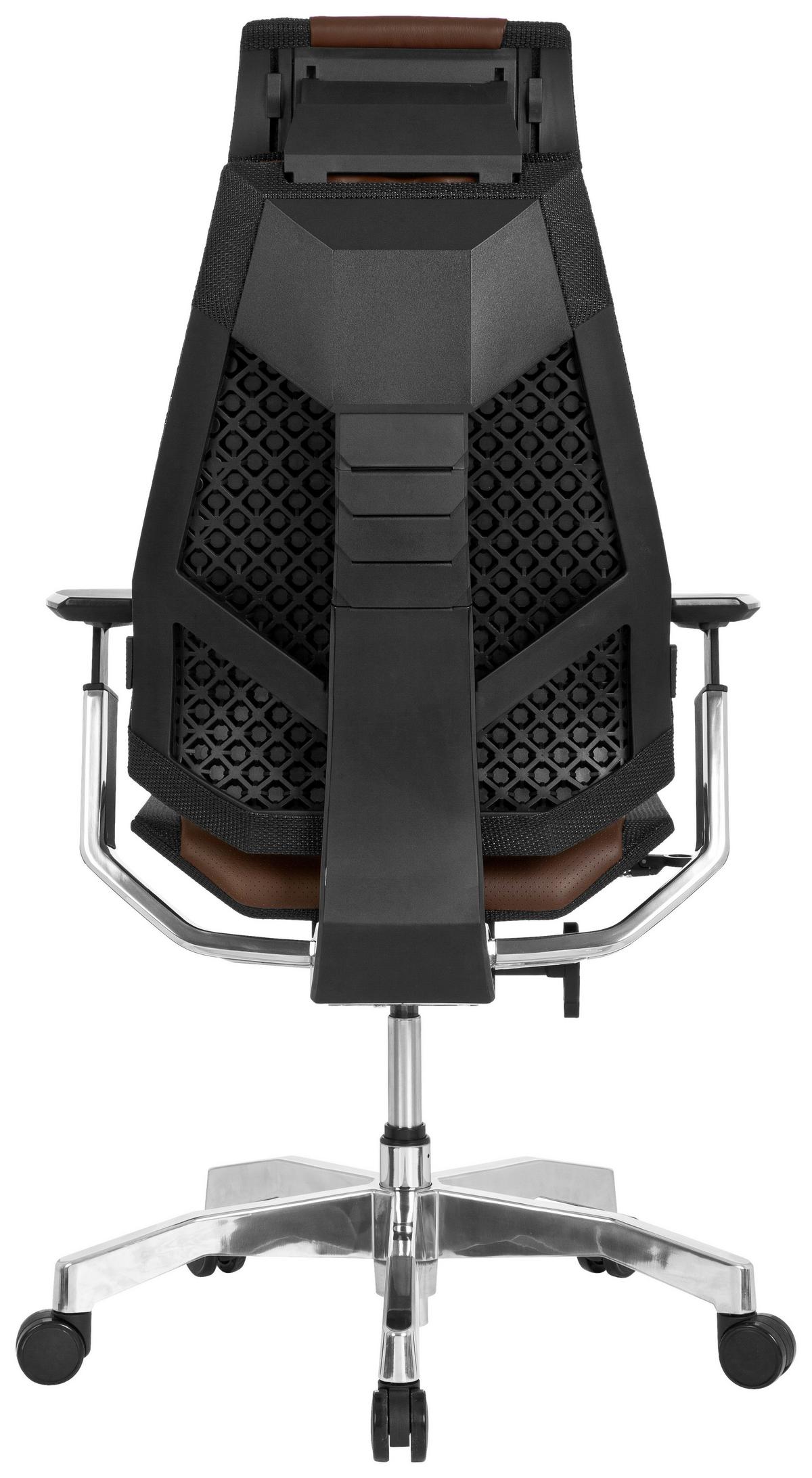 Drehstuhl Genidia Pro Braun/Schwarz - Alufarben/Schwarz, MODERN, Leder/Kunststoff (57/119/46cm) - MID.YOU