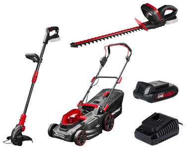 6-teiliges Set mit Rasenmäher, Trimmer und Heckenschere Gartengeräteset 6-teilig