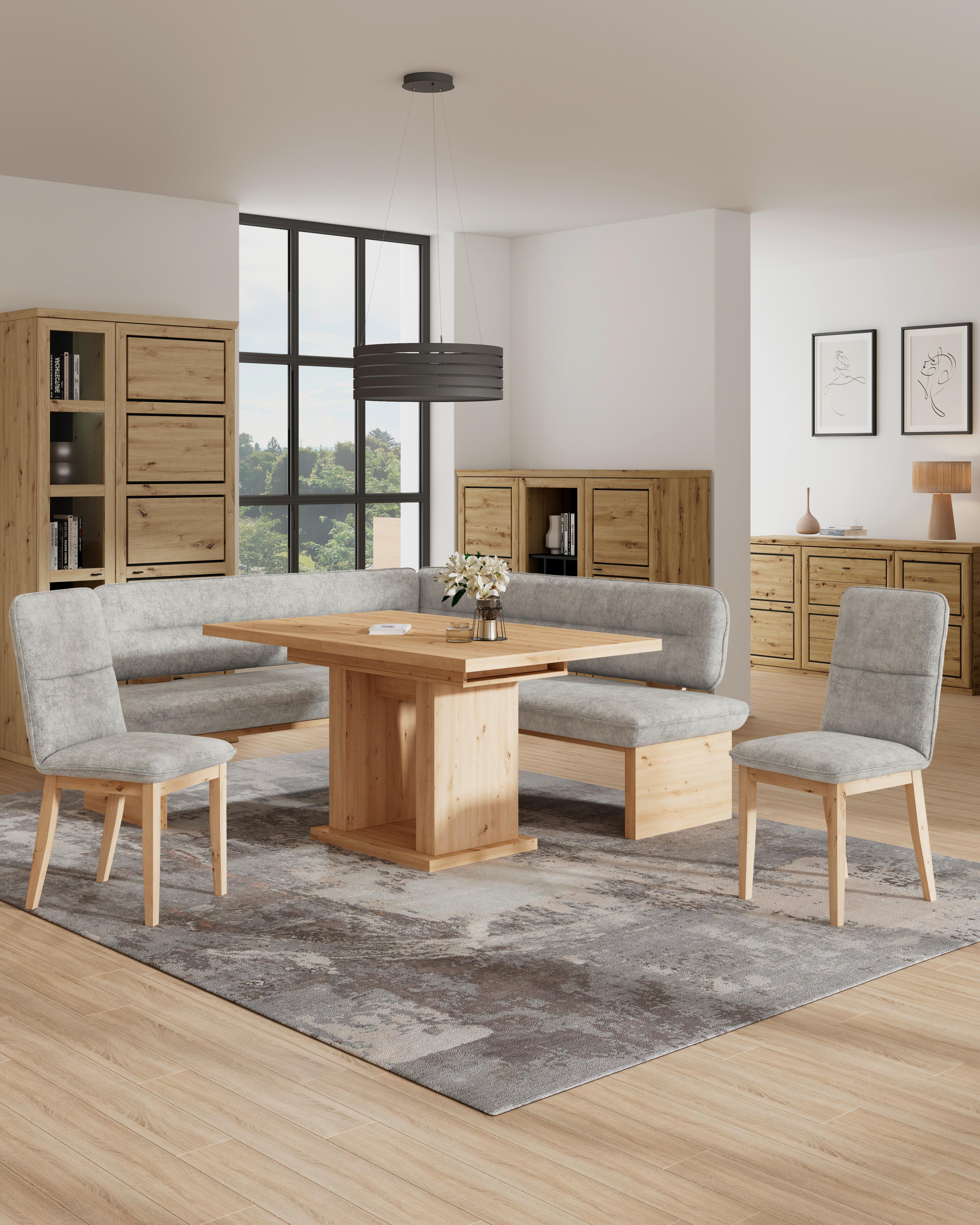 Eckbank Beluna Ii Webstoff Hellgrau, B: 170cm - Eichefarben/Hellgrau, KONVENTIONELL, Holz/Textil (170/192cm) - James Wood