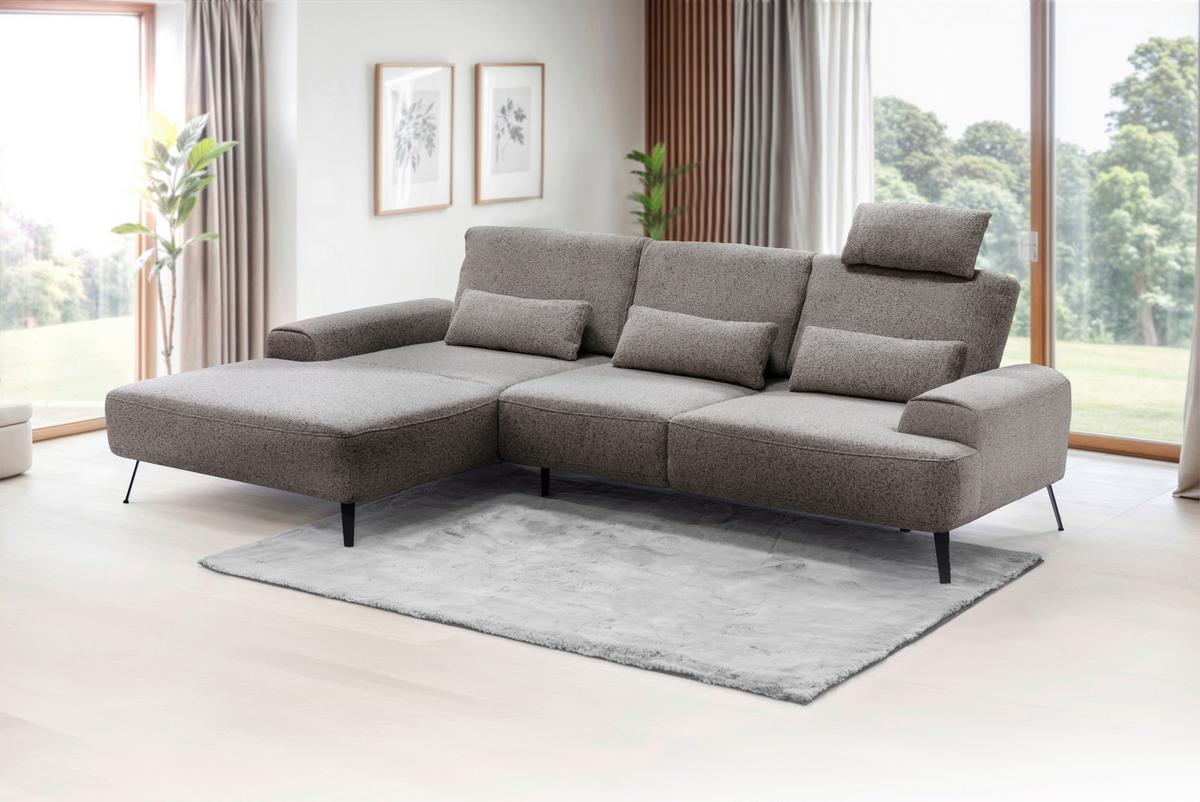 Ecksofa Astoria Graubraun S: 178x305cm - Graubraun/Schwarz, Design, Textil (178/305cm) - Livetastic