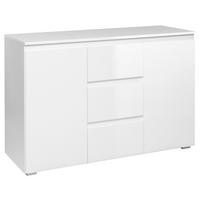 Kommode 120cm Capetown Melamin Weiß - Silberfarben, Trend, Holzwerkstoff (120/80,5/40cm)