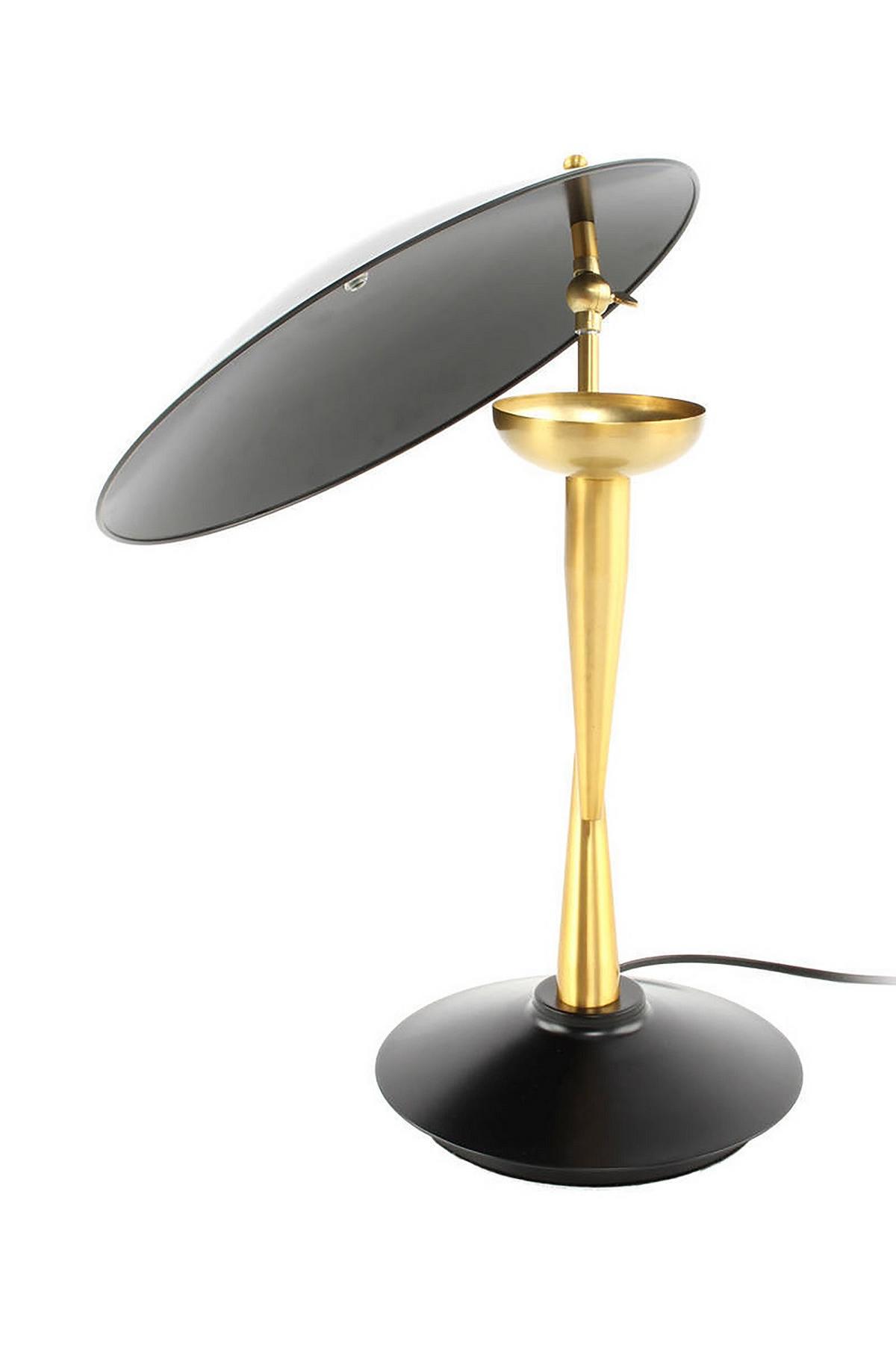 Tischlampe Flyer Schwarz/ Goldfarben - Goldfarben/Schwarz, Trend, Metall (36/36/50cm) - Kayoom