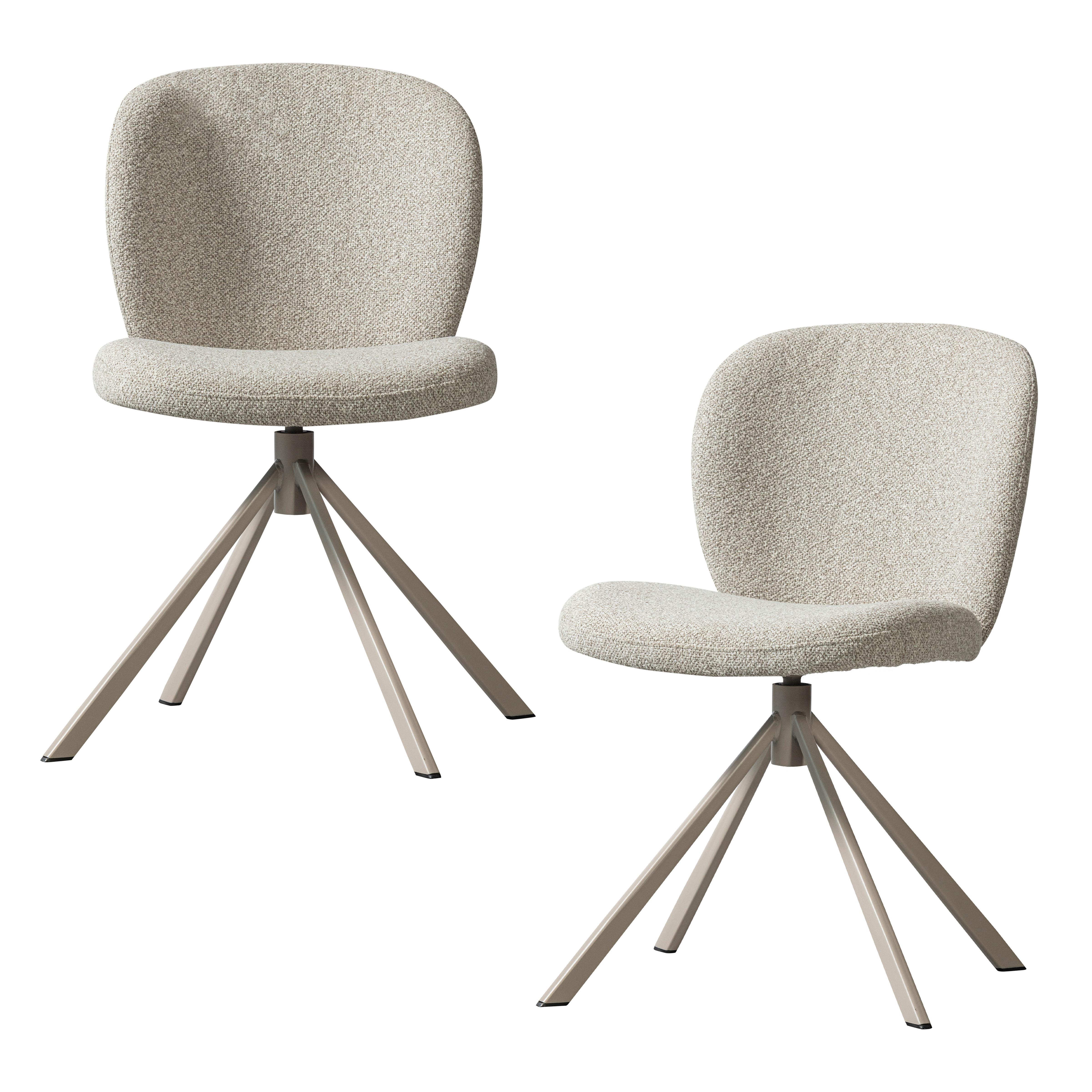STUHL-SET Femke Naturfarben B: 58cm - Naturfarben, Design, Textil/Metall (58/80/65cm) - Livetastic