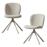 STUHL-SET Femke Naturfarben B: 58cm - Naturfarben, Design, Textil/Metall (58/80/65cm) - Livetastic