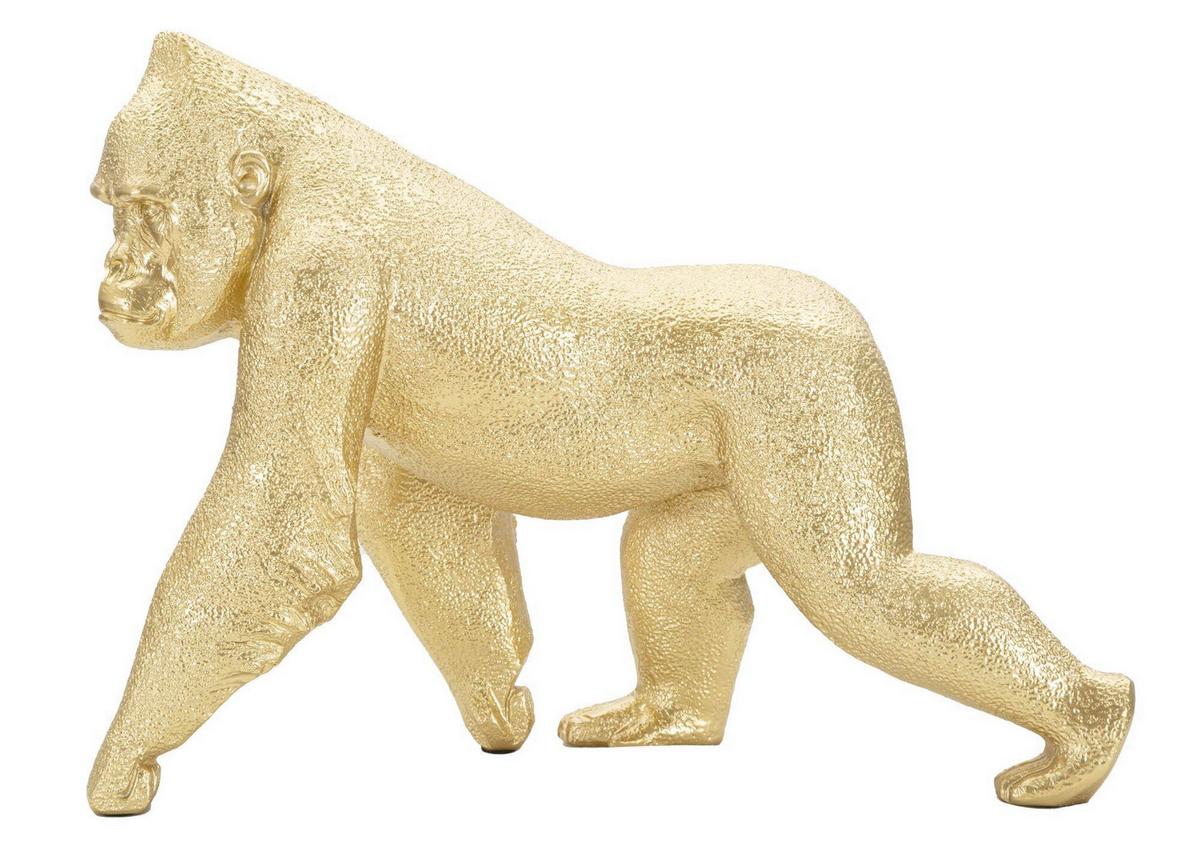 Skulptur Gorilla Decor Front Goldfarben, B: 29,7 - Goldfarben, Basics, Kunststoff (29.7/21.8/11.5cm)