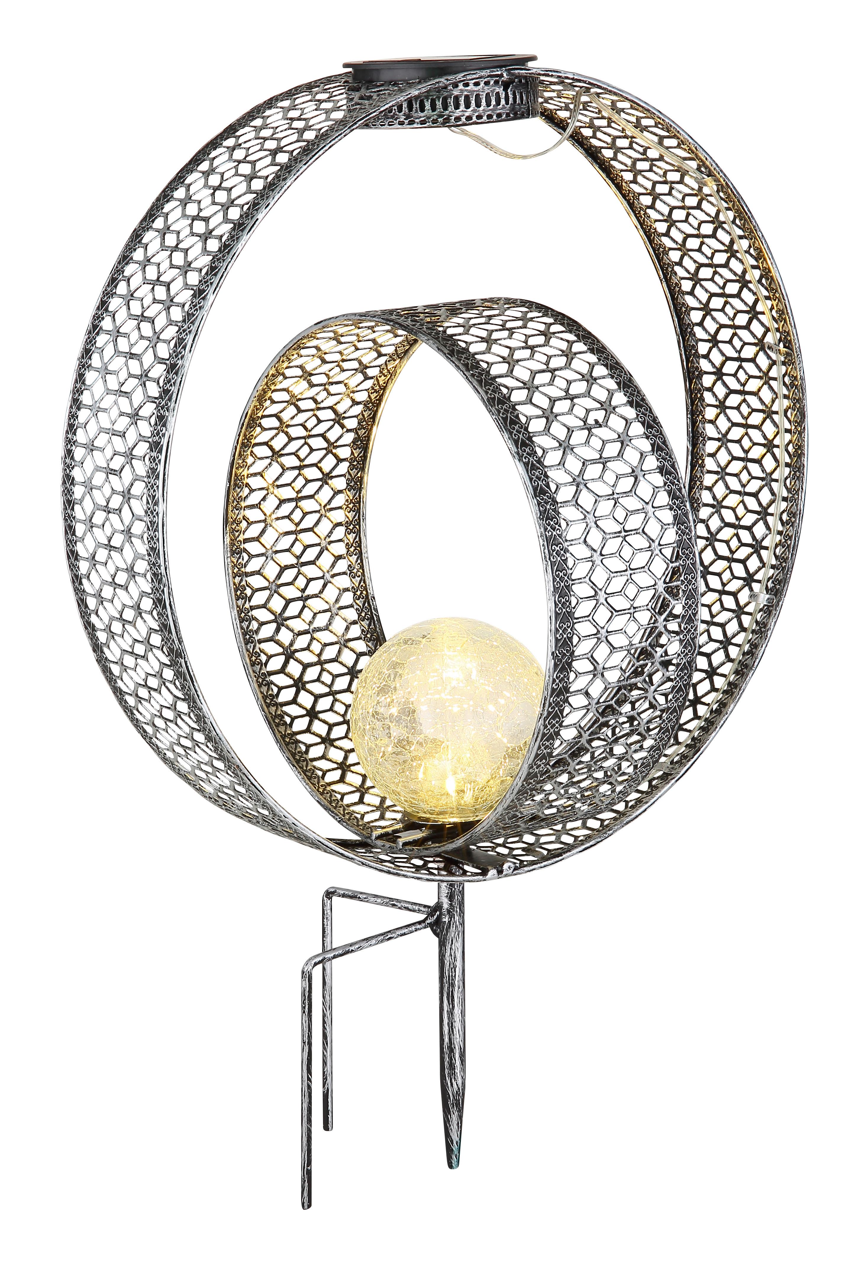 Solarleuchte 33644 - Klar/Silberfarben, Design, Glas/Metall (30/20/42cm) - Globo