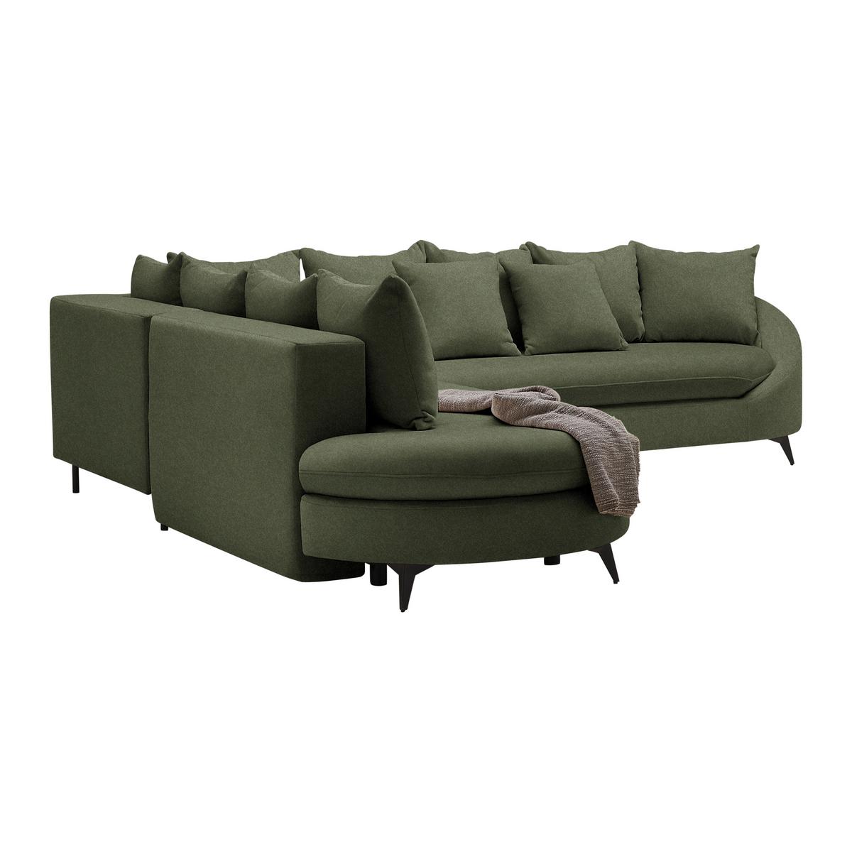 Rohová sedačka AXEL, levá, olivově zelená žinylka - černá/olivově zelená, Moderní, kov/textil (250/291cm) - Mömax