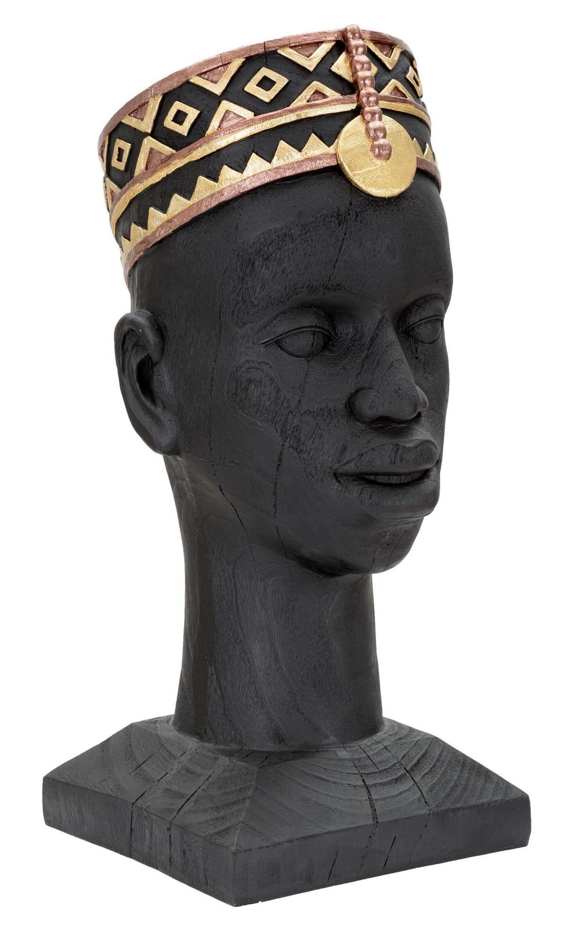 Skultpur Massai Man Goldfarben, B: 25 cm - Goldfarben/Schwarz, Basics, Kunststoff (25/56/25cm)