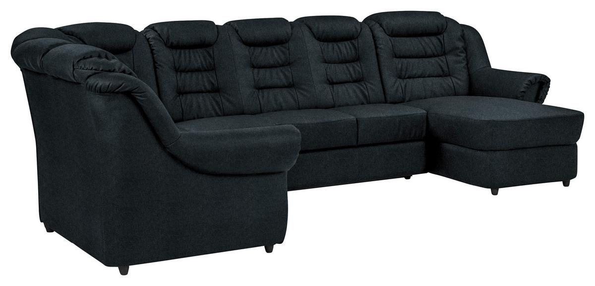 Wohnlandschaft Boston Schwarz Lederlook - Schwarz, KONVENTIONELL, Textil (216/333/165cm) - Livetastic