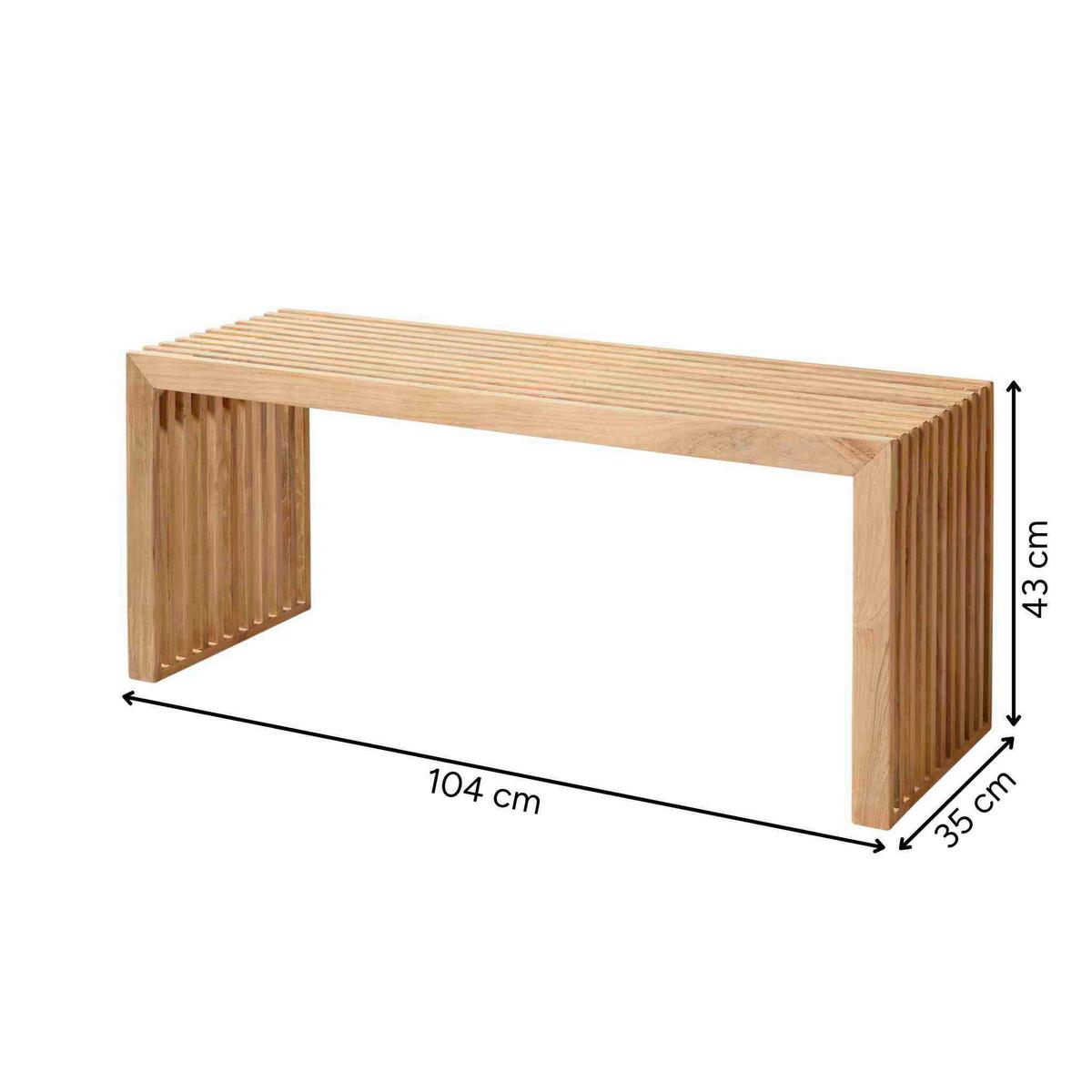 Sitzbank Teakfarben Rib BHT: 104x43x35 cm - Teakfarben, KONVENTIONELL, Holz (104/43/35cm) - MID.YOU