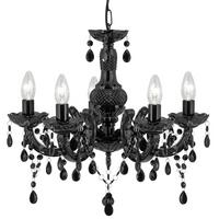 Kronleuchter Marie Therese 5xe14 Schwarz, Kunststoff/Glas - Schwarz, Trend, Glas/Kunststoff (48/120cm)