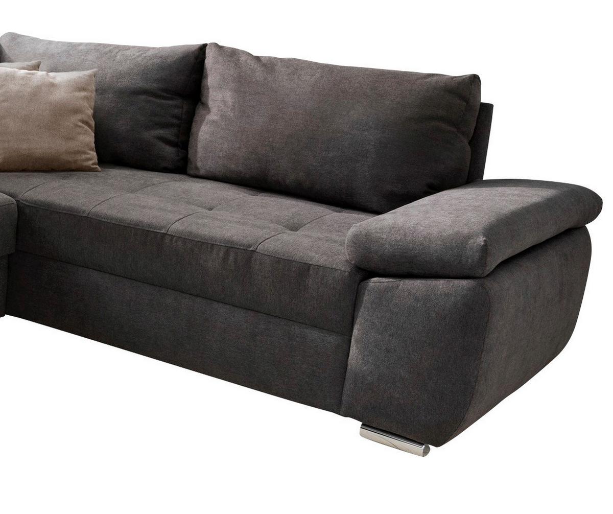 Wohnlandschaft Terana mit Schlaffunktion, Braun - Taupe/Chromfarben, KONVENTIONELL, Textil (157/305/219cm) - P & B